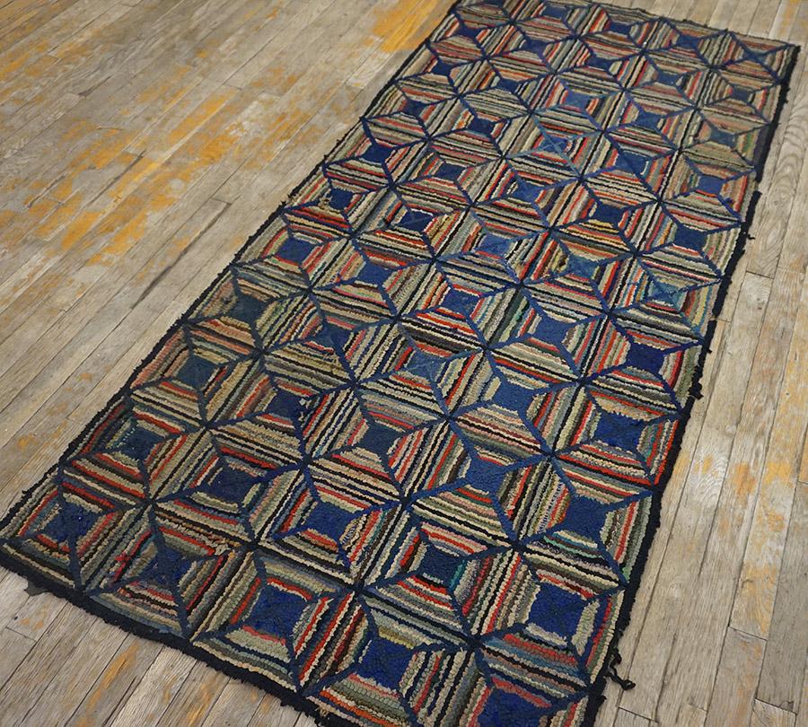 Wool Early 20th Century American Hooked Rug 3' 2