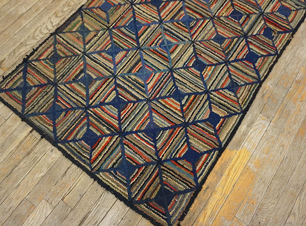 Early 20th Century American Hooked Rug 3' 2