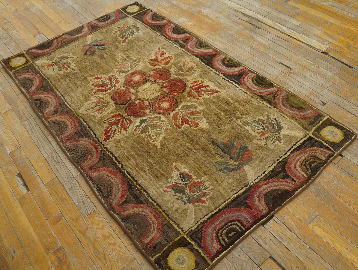 Antique American Hooked Rug, Size:3' 2