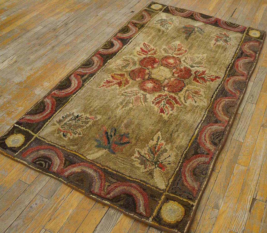 Hand-Woven  Early 20th Century American Hooked Rug 3' 2