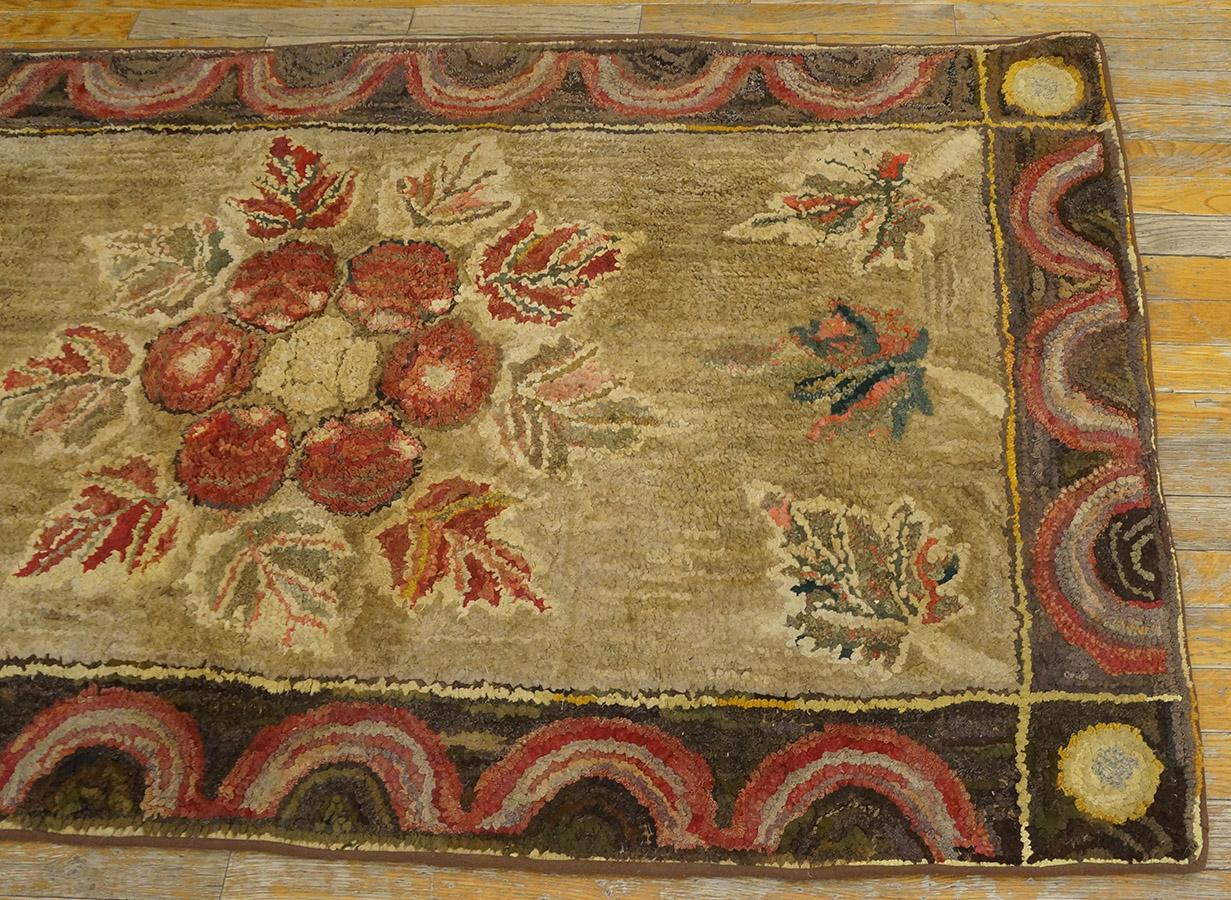  Early 20th Century American Hooked Rug 3' 2