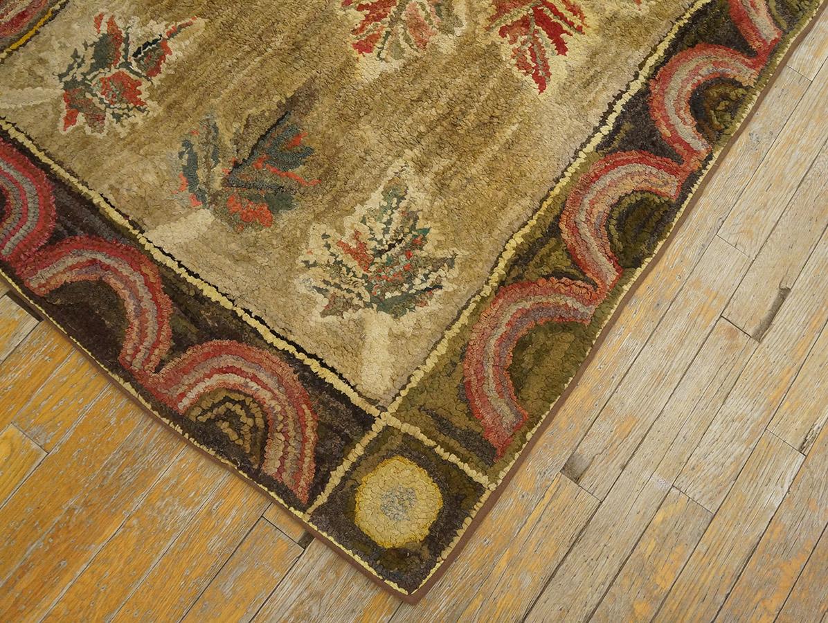 Wool  Early 20th Century American Hooked Rug 3' 2