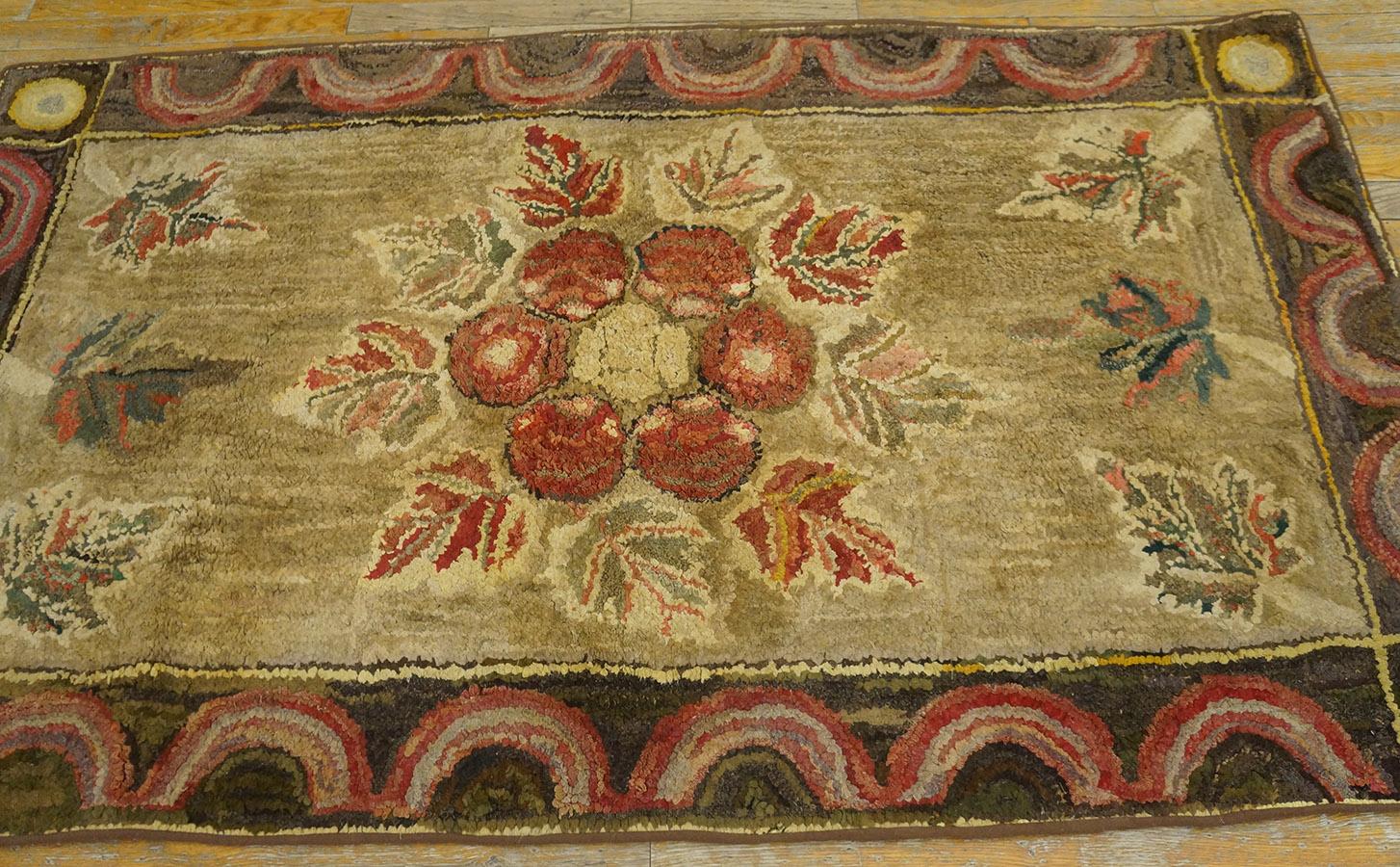  Early 20th Century American Hooked Rug 3' 2