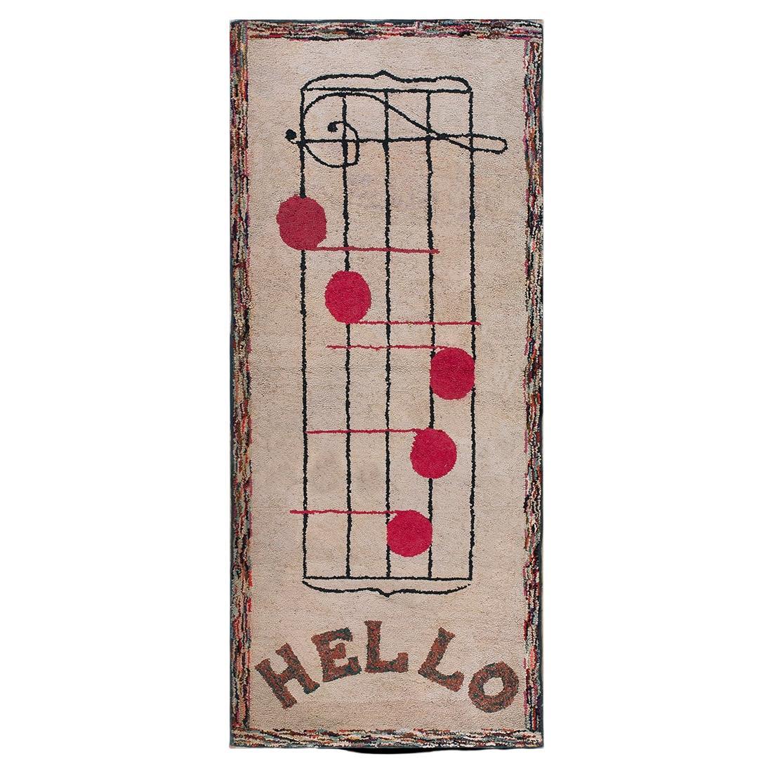 Early 20th Century American Hooked Rug  ( 3' x 7'5" - 91 x 226 ) For Sale