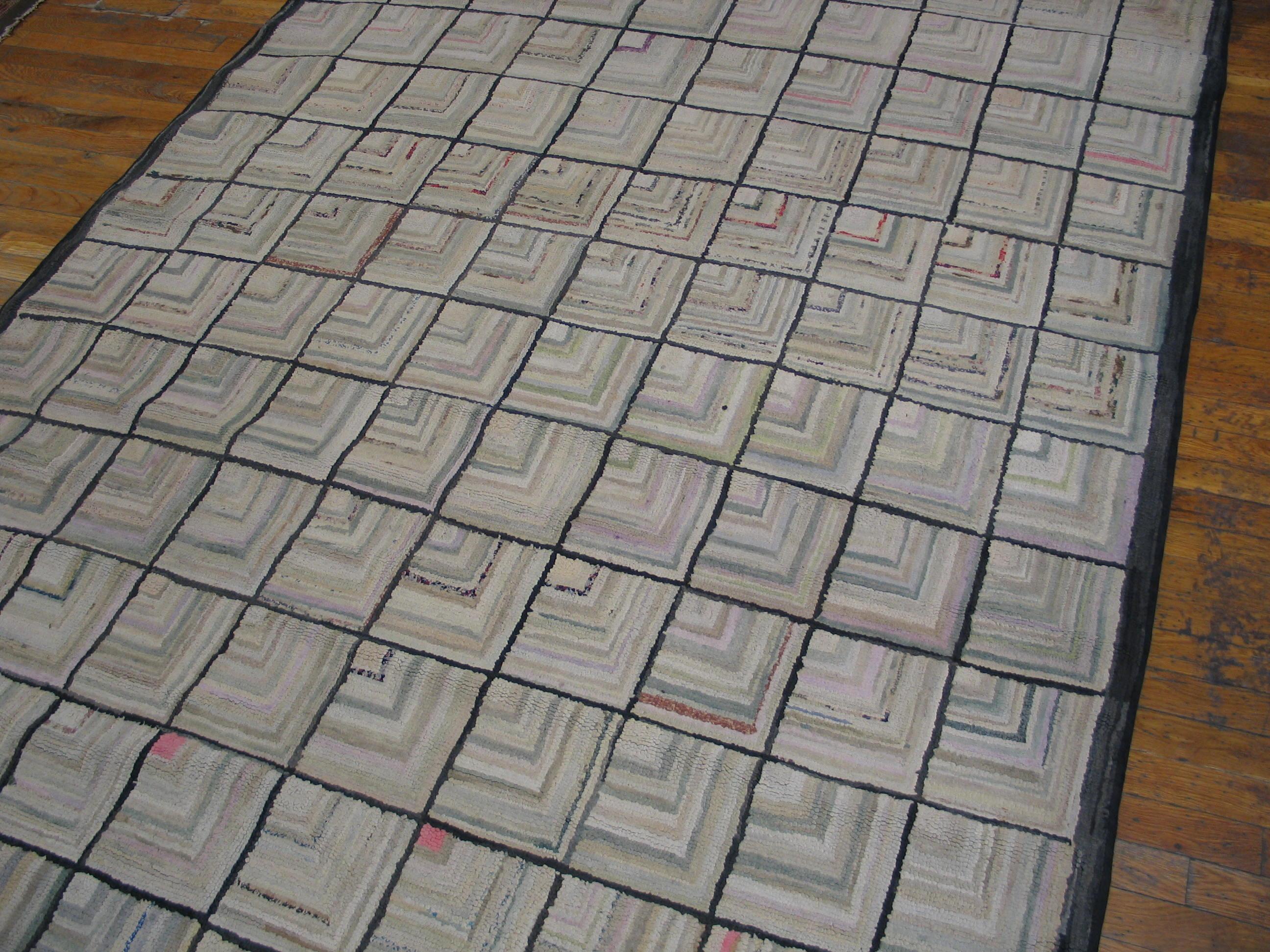 Early 20th Century American Hooked Rug ( 6' x 9'3