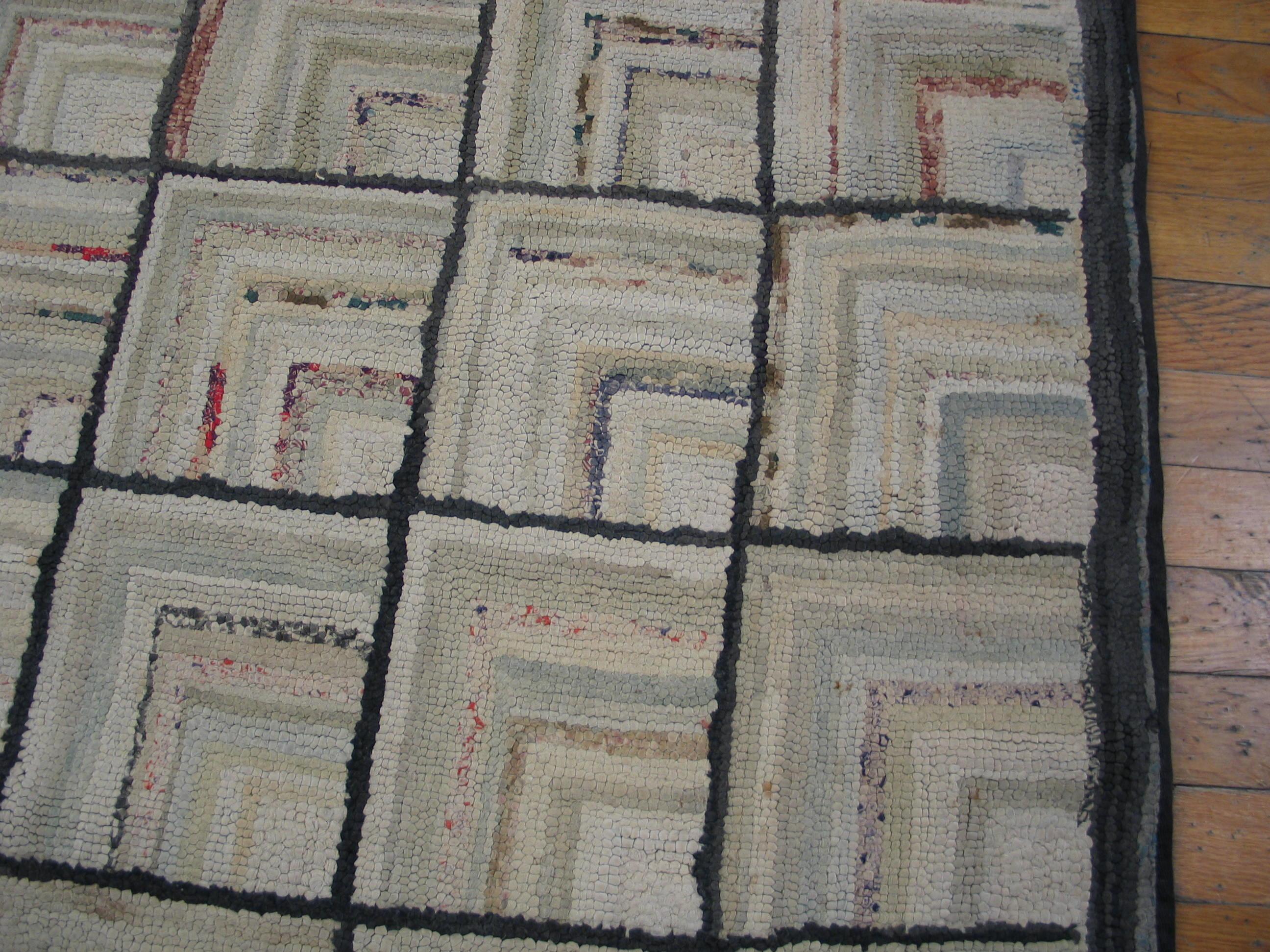 Early 20th Century American Hooked Rug ( 6' x 9'3