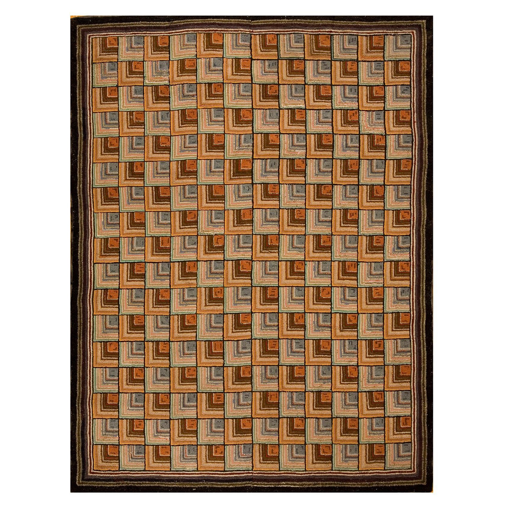 Tappeto americano uncinato dei primi del Novecento ( 6'3" x 7'8" - 190 x 262 )