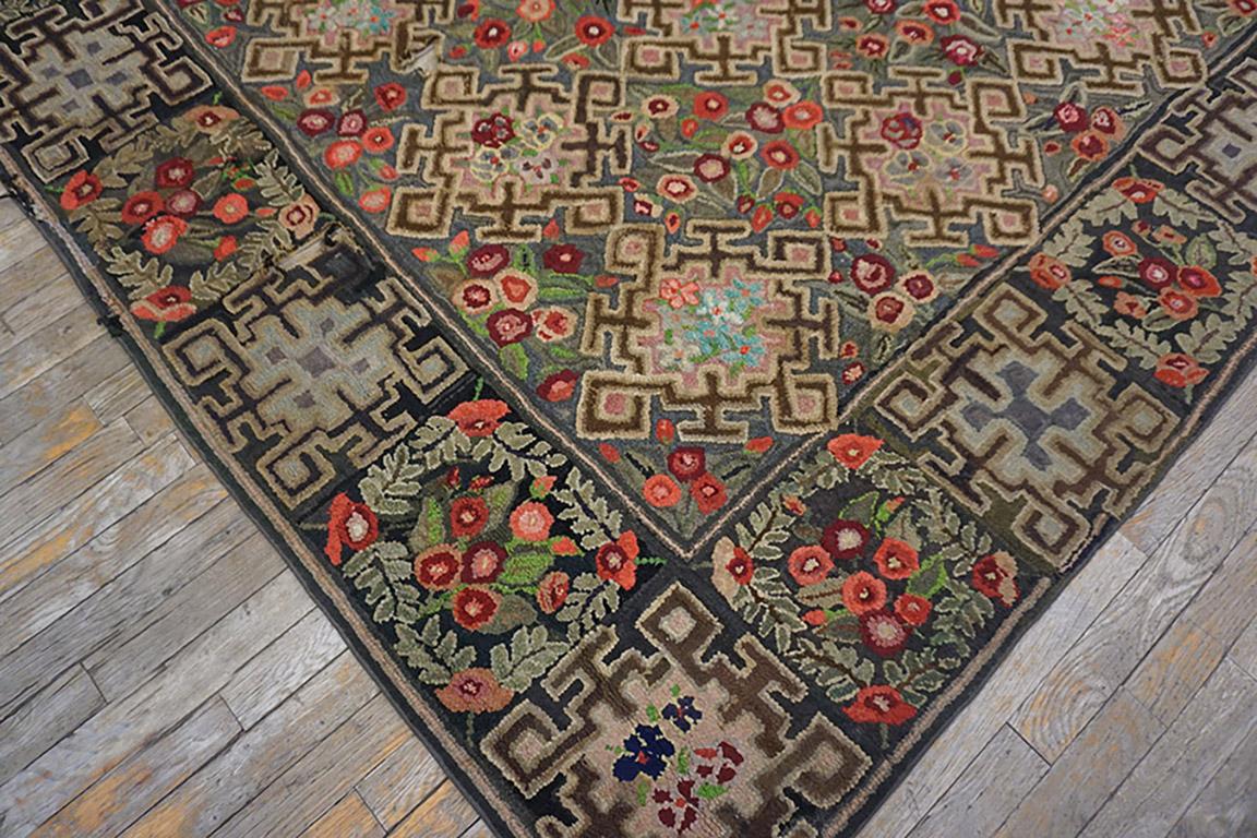 Hand-Woven Early 20th Century American Hooked Rug 7' 3