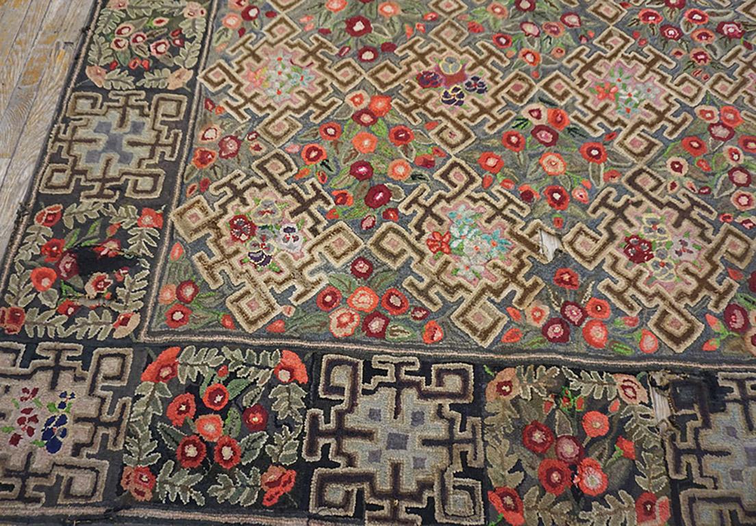 Early 20th Century American Hooked Rug 7' 3