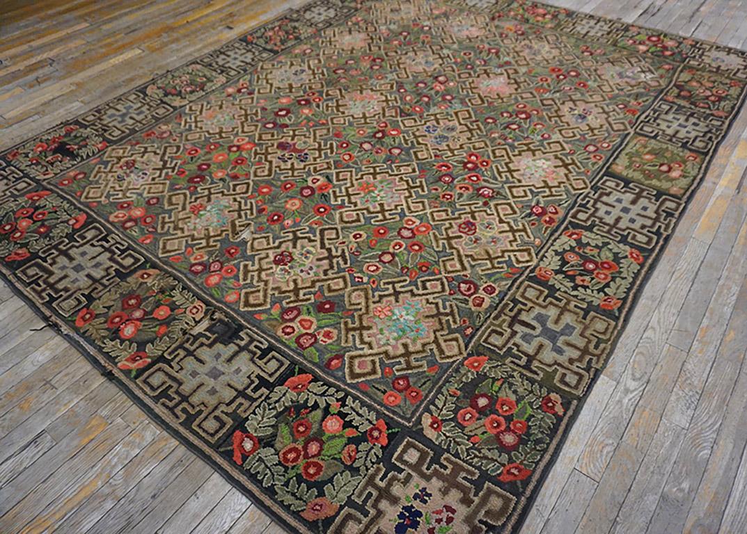 Early 20th Century American Hooked Rug 7' 3