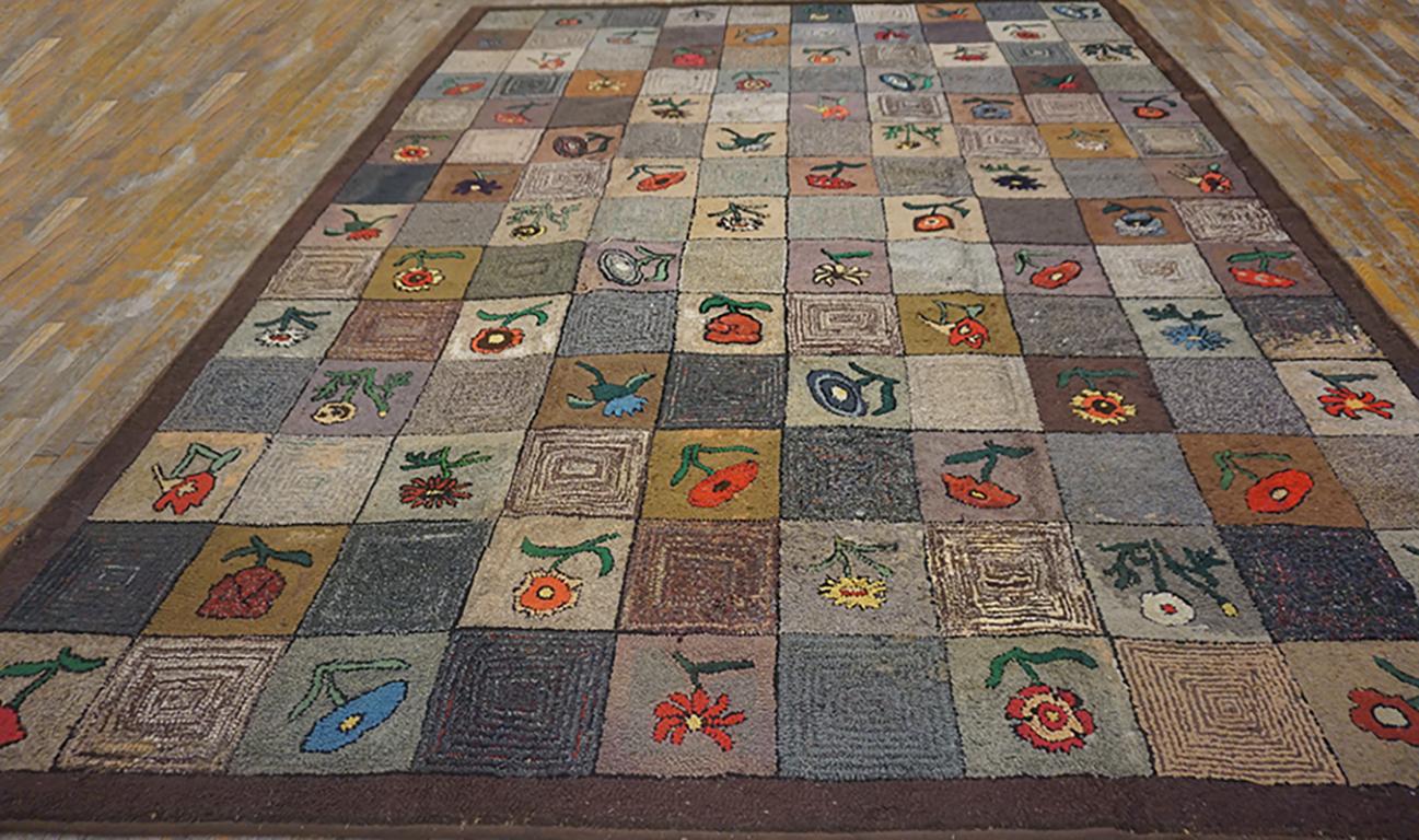 Alfombra enganchada americana de principios del siglo XX 