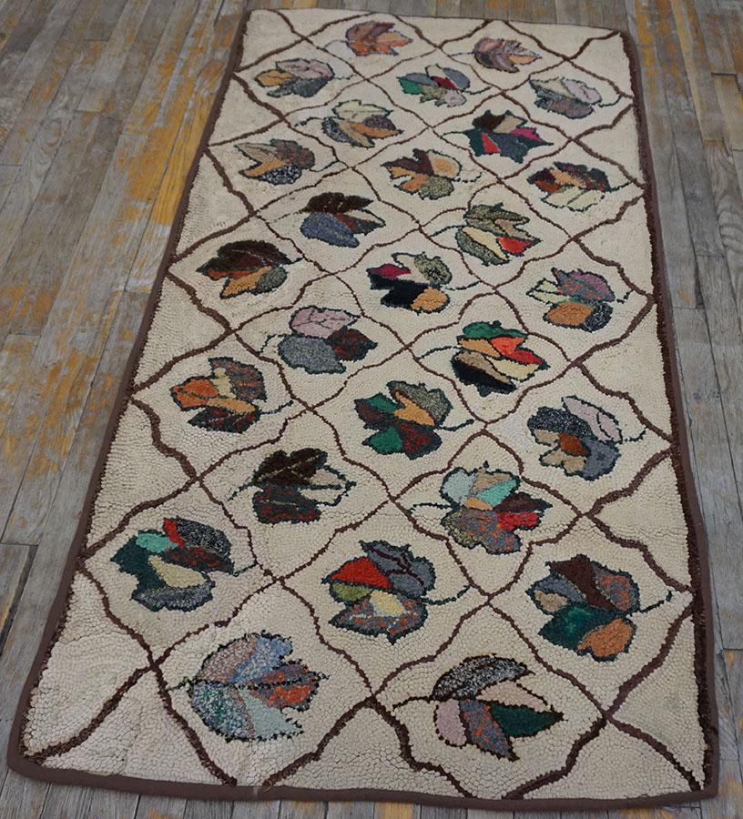 Alfombra enganchada americana de principios del siglo XX 3'x 5' 9