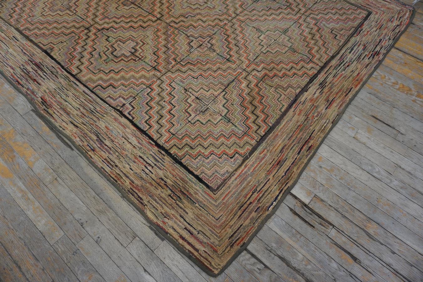 Hand-Woven Early 20th Century American Hooked Rug  For Sale