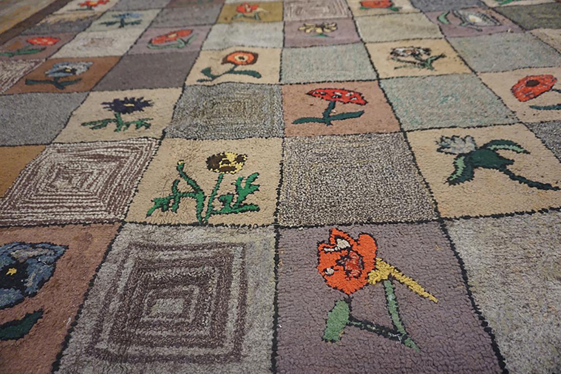 Alfombra enganchada americana de principios del siglo XX Tejido a mano en venta