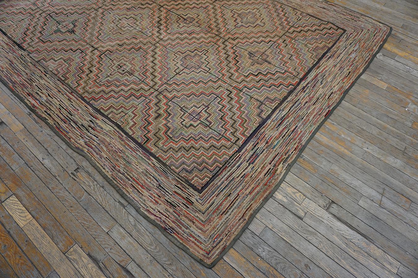 Wool Early 20th Century American Hooked Rug  For Sale