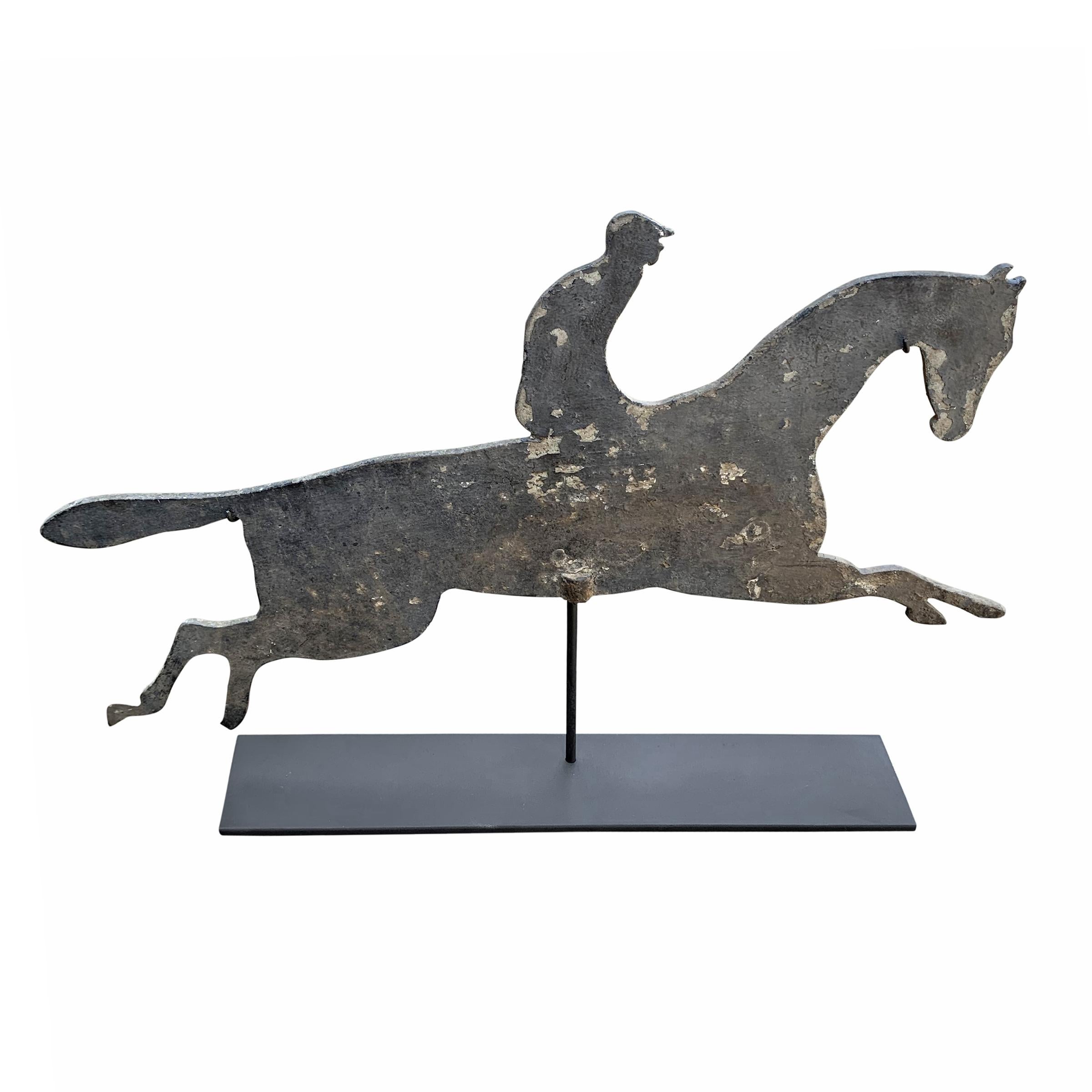 Folk Art Early 20th Century American Horse and Jockey Weathervane