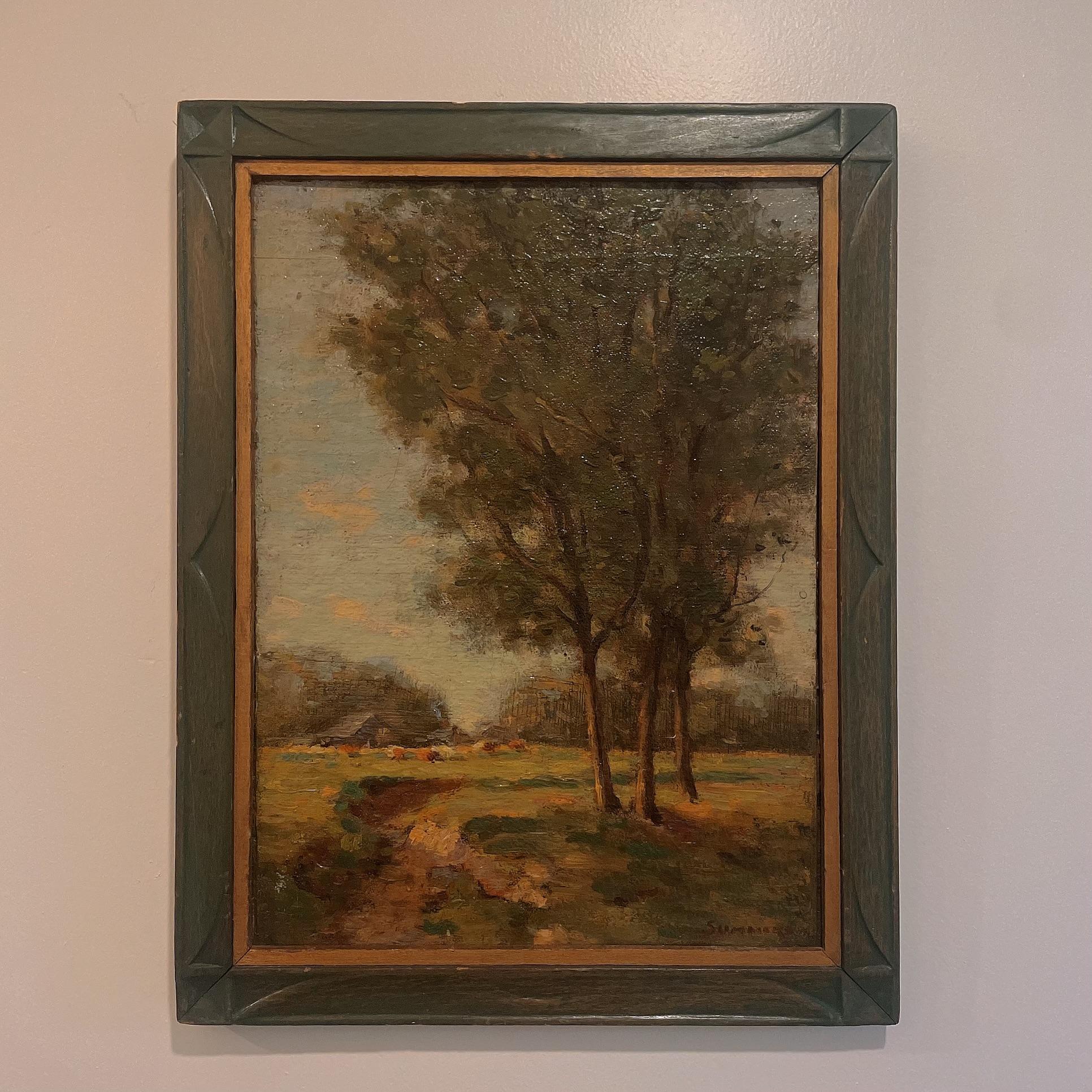 Early 20th Century American Impressionist Landscape Original Oil Painting Signed In Good Condition For Sale In Cookeville, TN