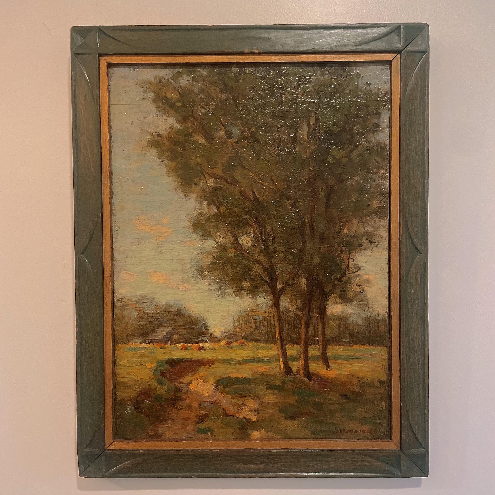 Early 20th Century American Impressionist Landscape Original Oil Painting Signed For Sale 5