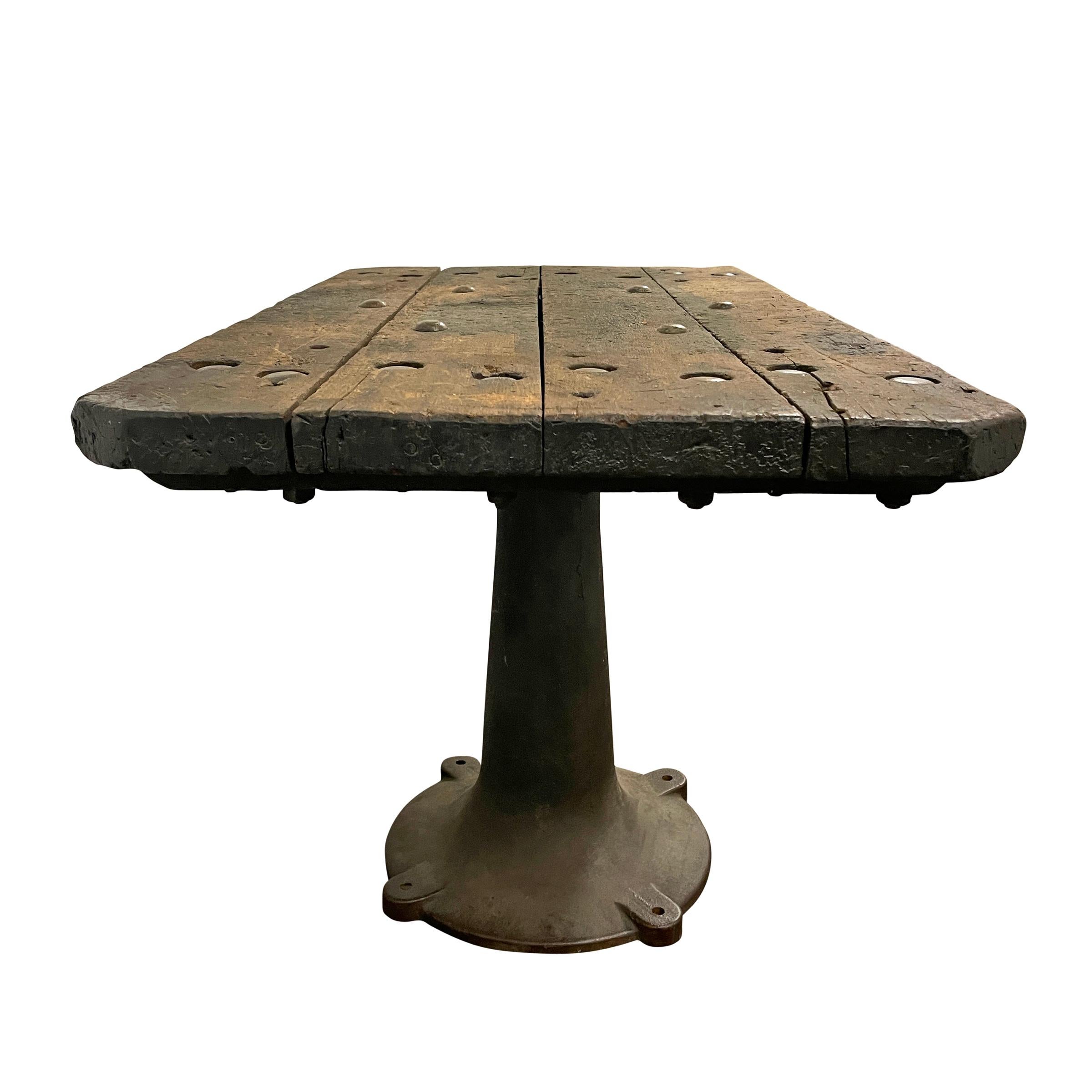Early 20th Century American Industrial Console Table For Sale 1