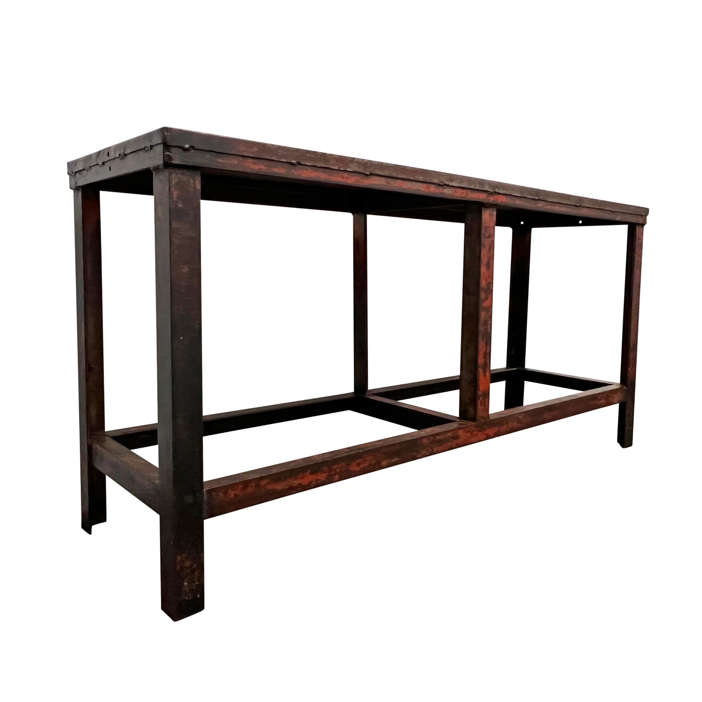 Early 20th Century American Industrial Console Table 2