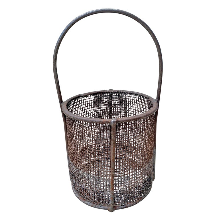 Early 20th Century American Industrial Wire Basket For Sale at 1stDibs