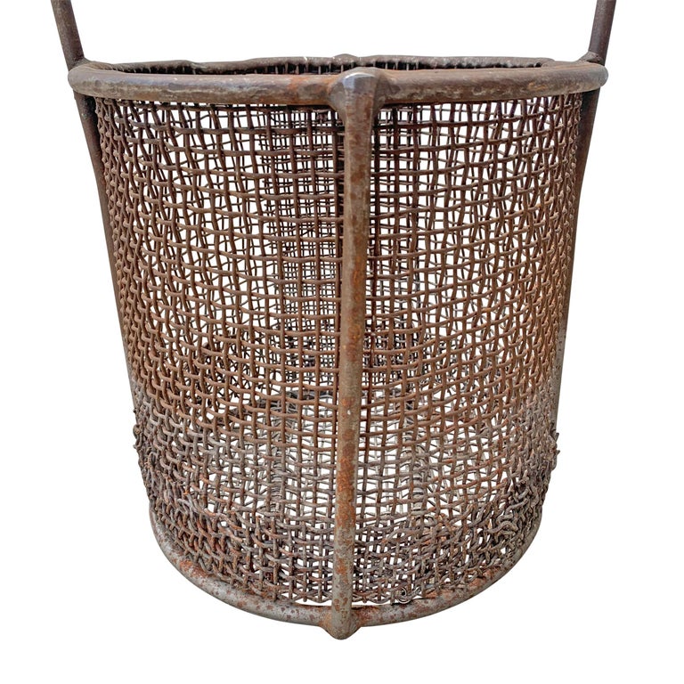 Early 20th Century American Industrial Wire Basket For Sale at 1stDibs