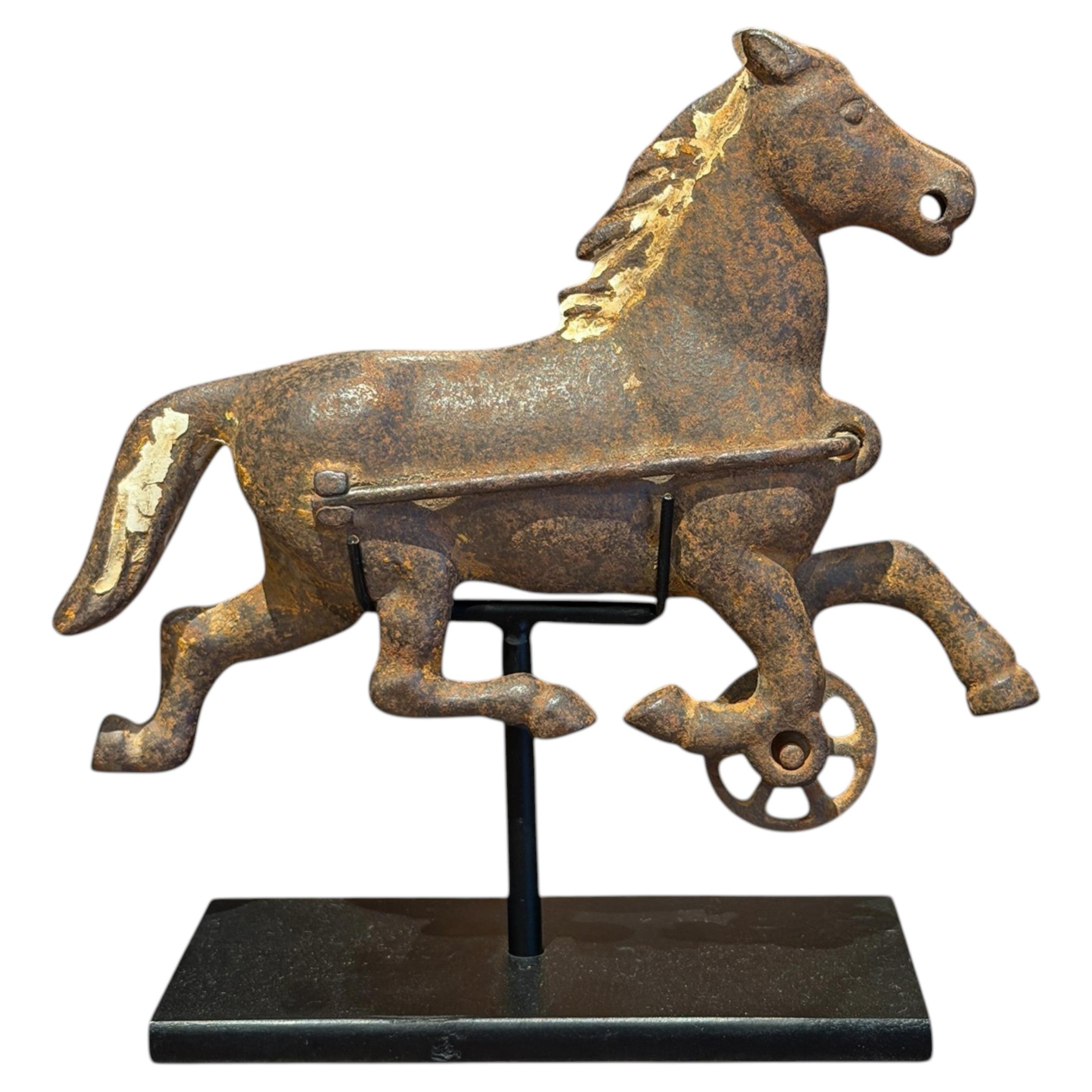 Early 20th Century American Iron Horse Toy on Custom Steel Mount For Sale