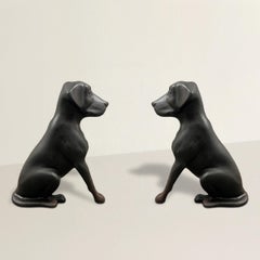 Early 20th Century American Labrador Andirons