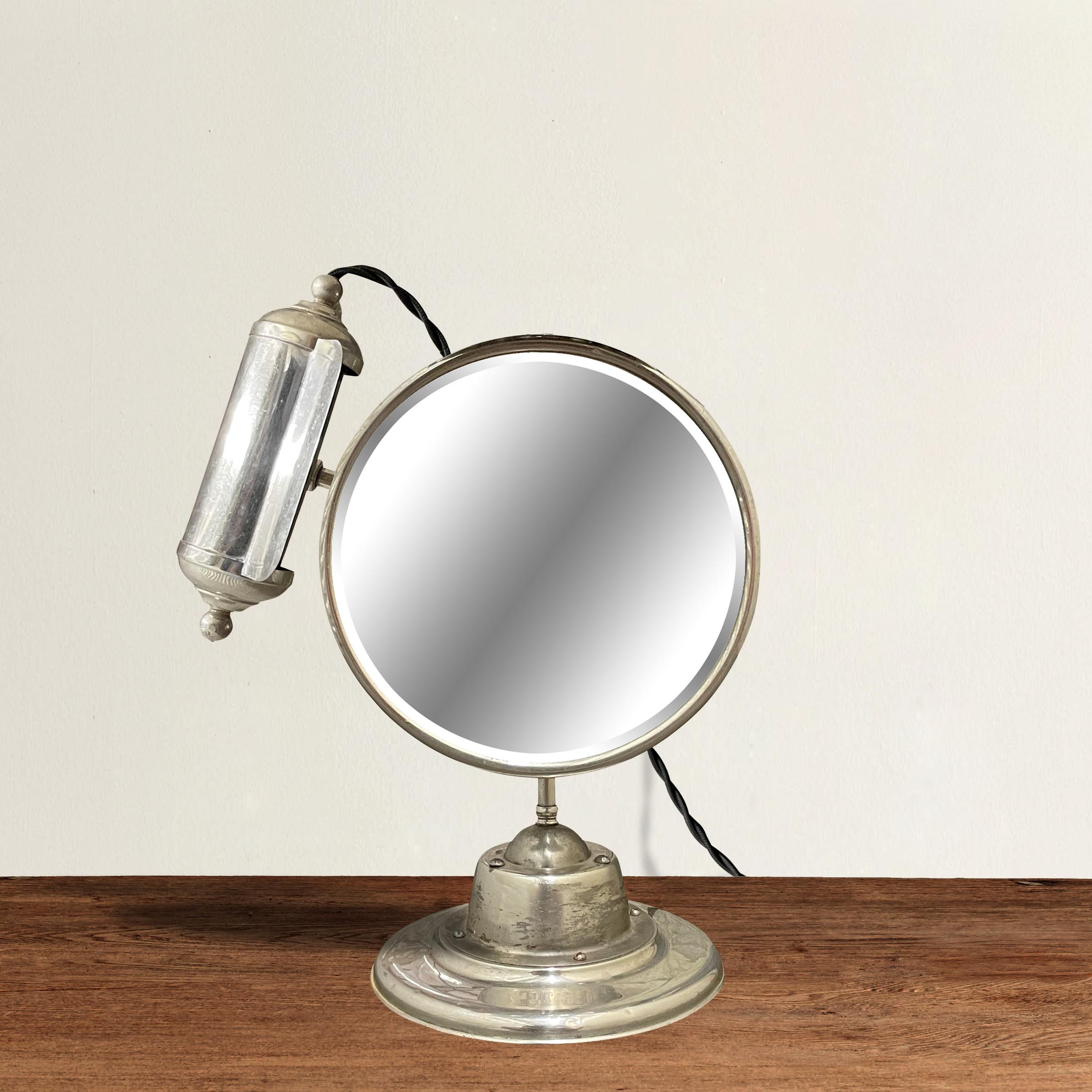 Art Deco Early 20th Century American Lighted Shaving Mirror