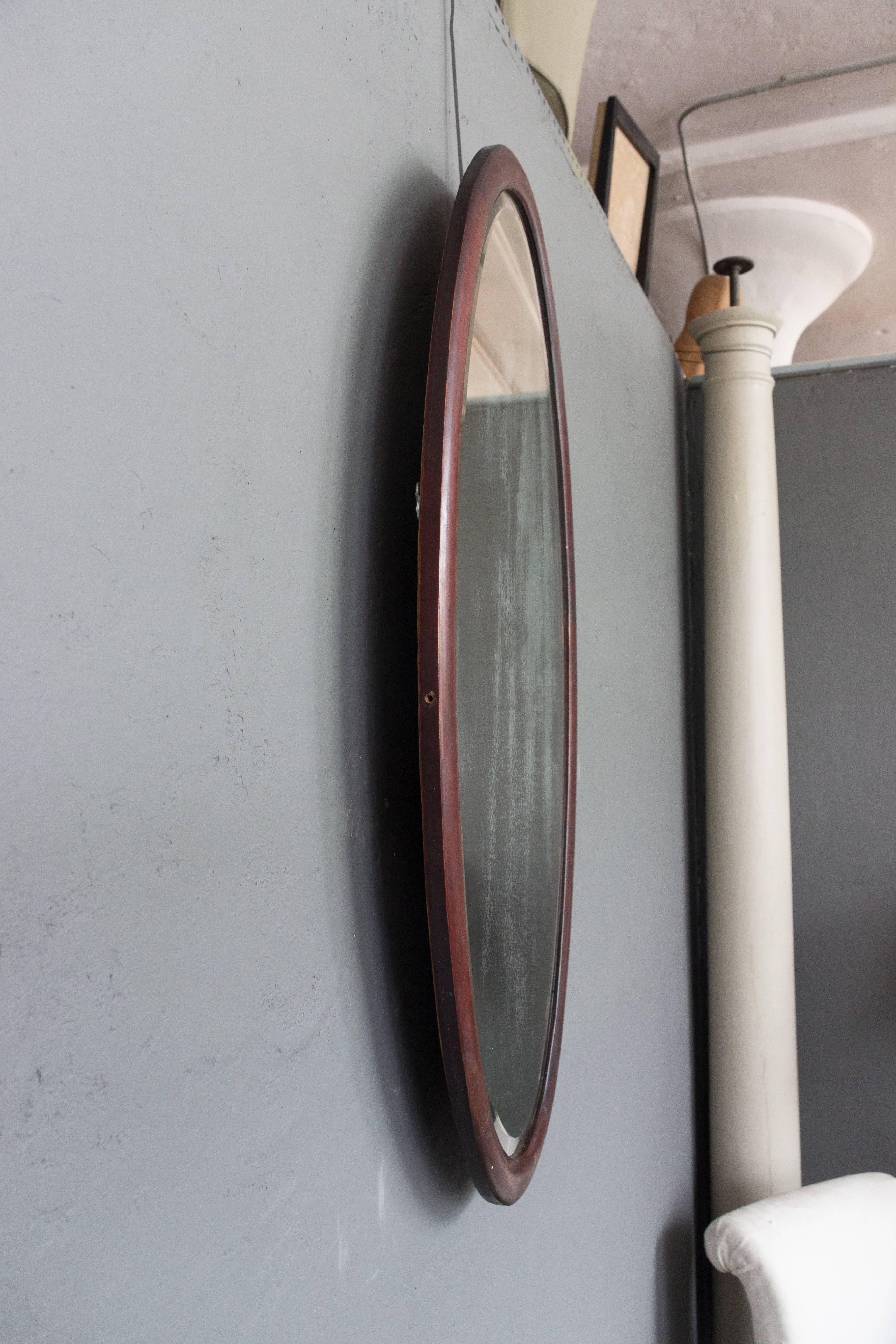 Early 20th Century American Mahogany Oval Mirror 4