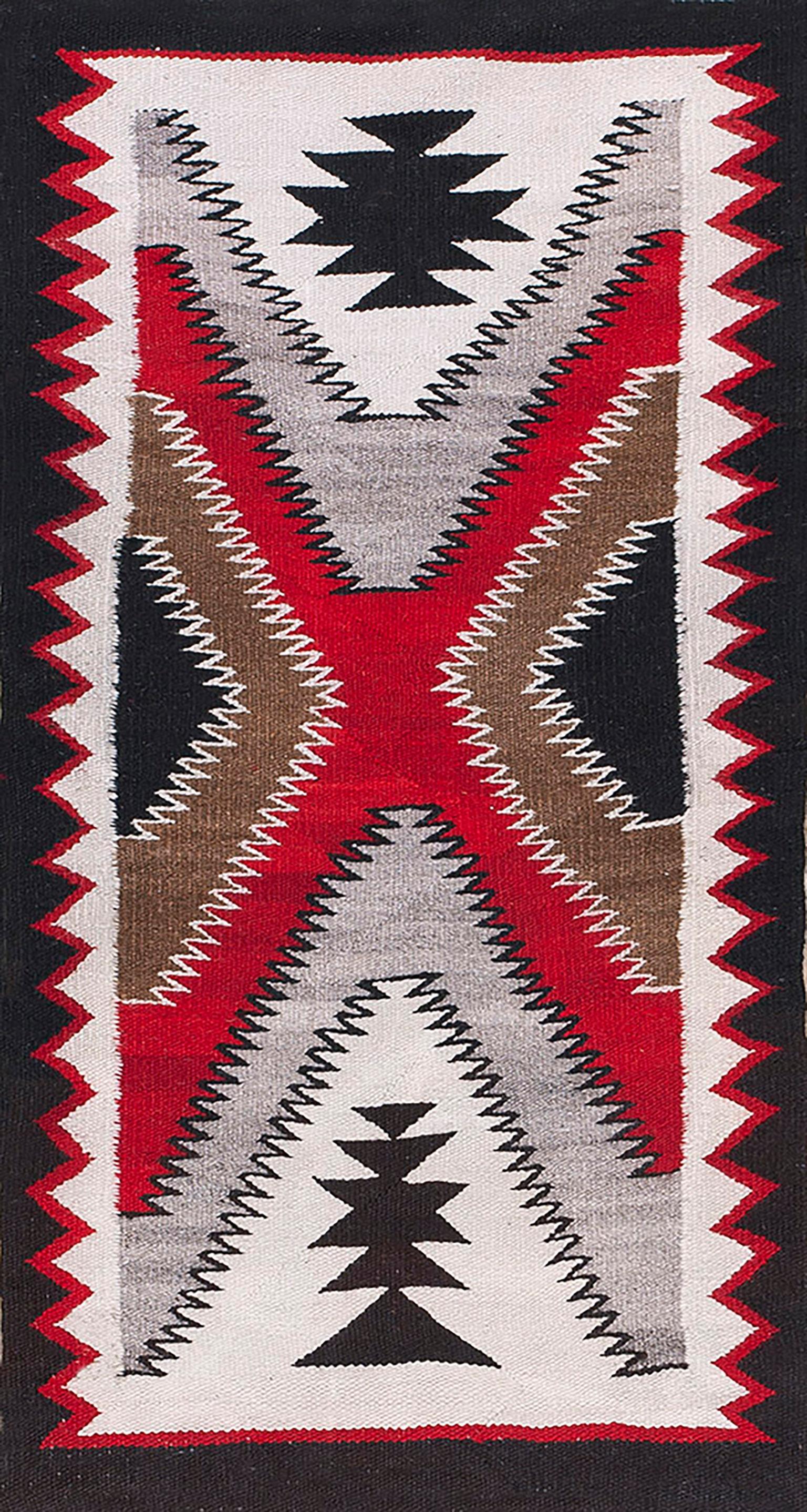 Alfombra navajo americana de principios del siglo XX ( 2'2" x 4'3" - 66 x 130 )