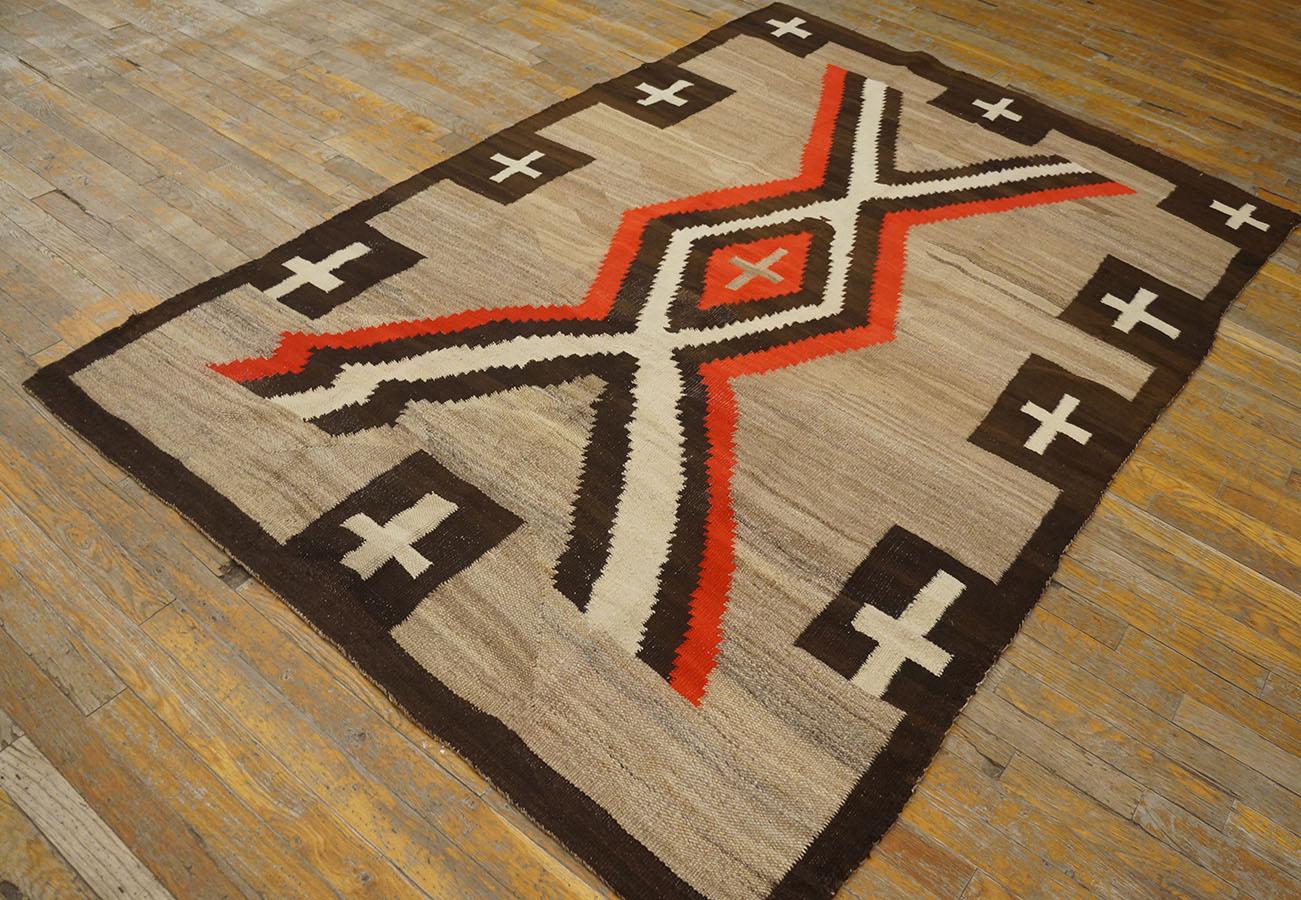 Wool Early 20th Century American Navajo Carpet ( 4'9