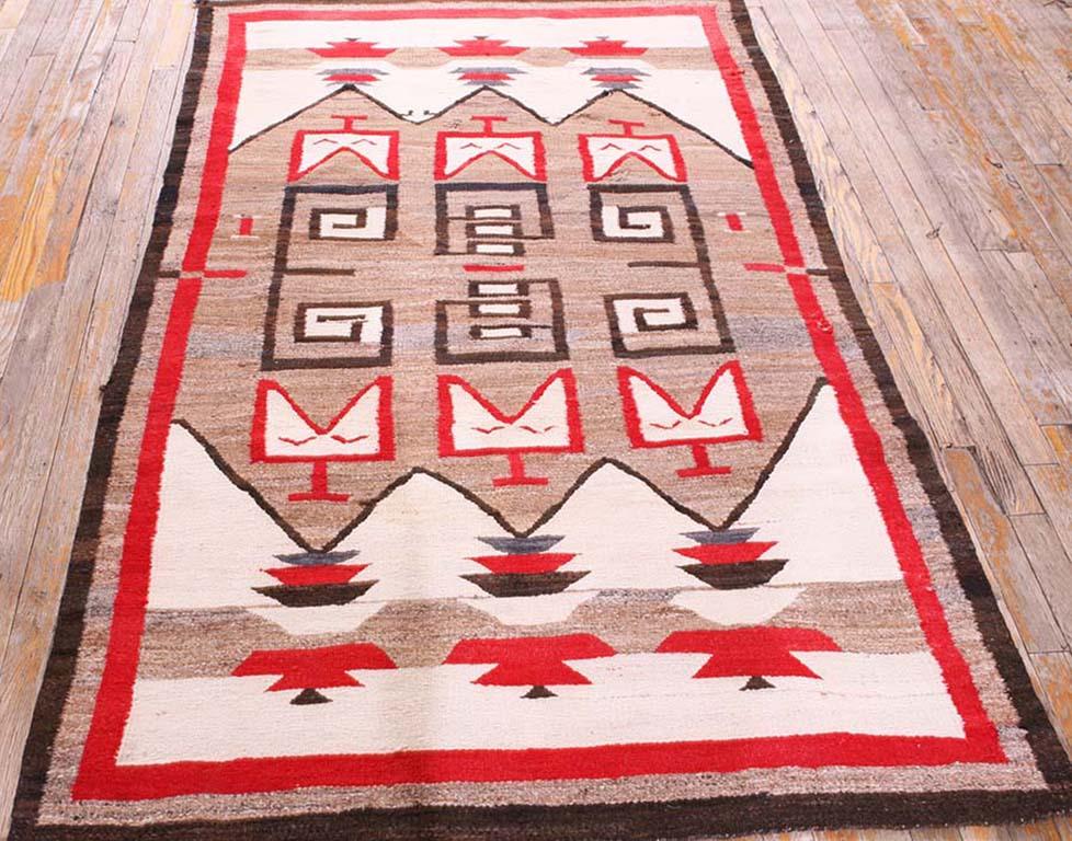 Alfombra Navajo Americana de principios del siglo XX 4' 2 