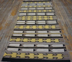 1930s Gray Vintage American Hooked Navajo Rug 4' x 7'9"