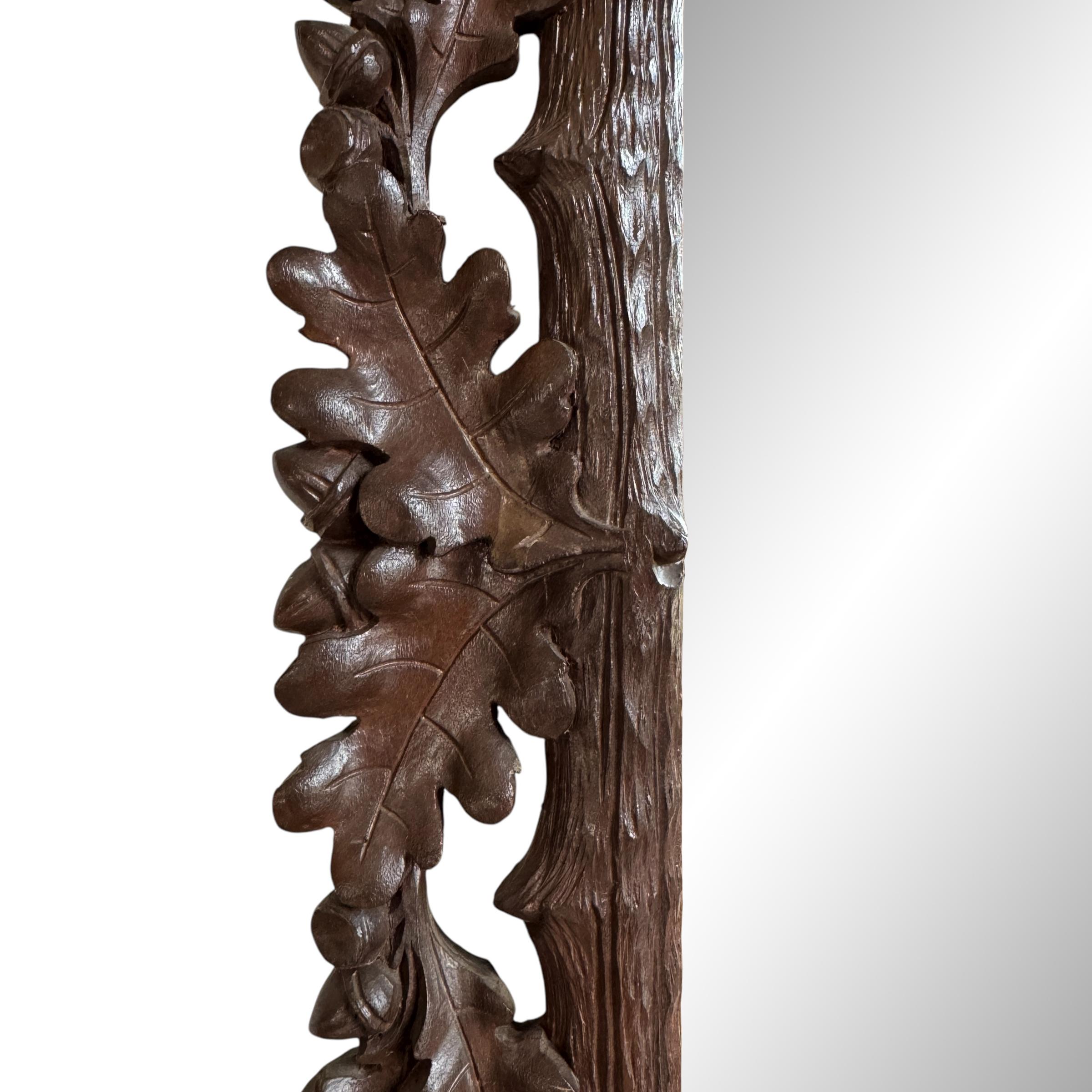 Early 20th Century Black Forest Oak Leaf Framed Mirror 4
