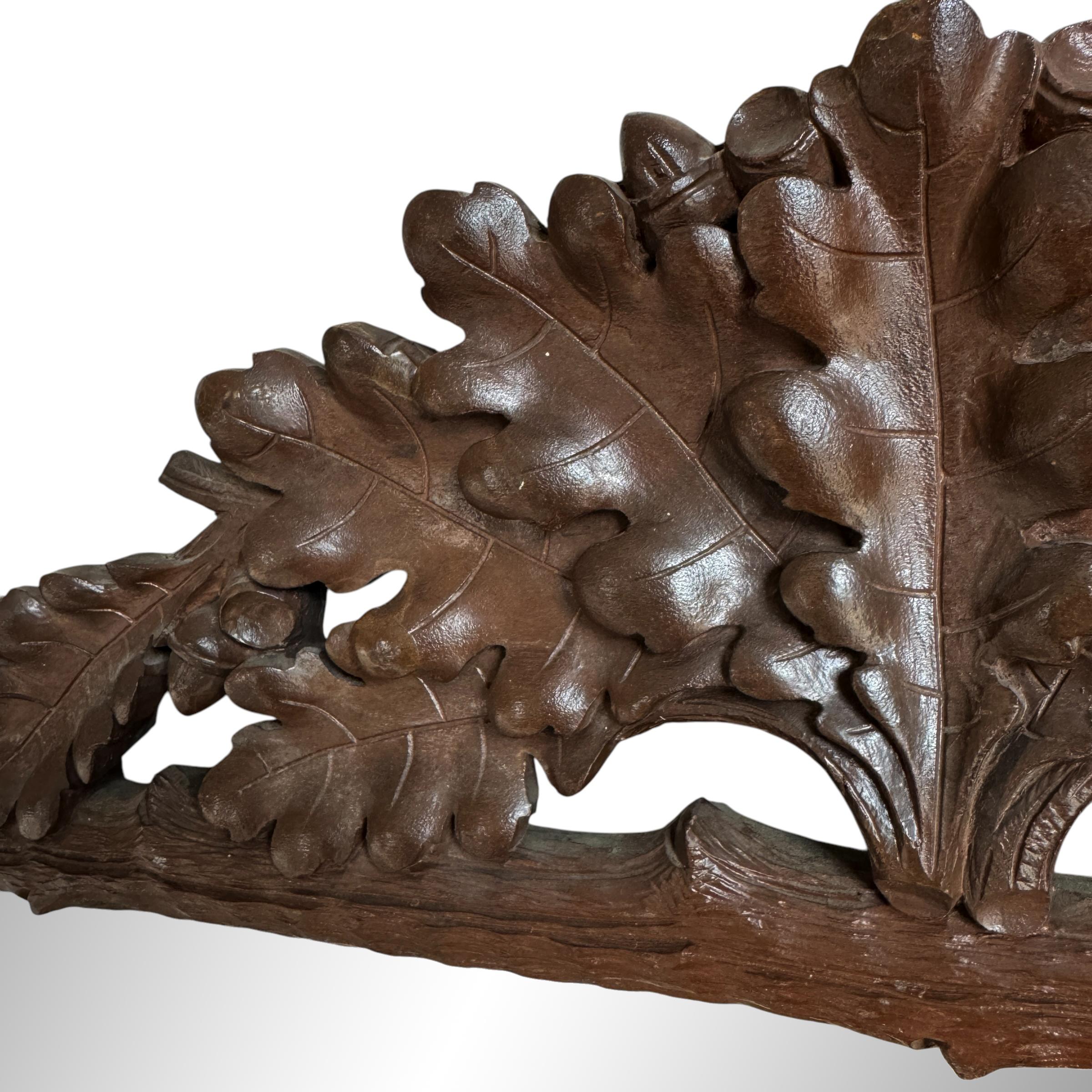 Wood Early 20th Century Black Forest Oak Leaf Framed Mirror