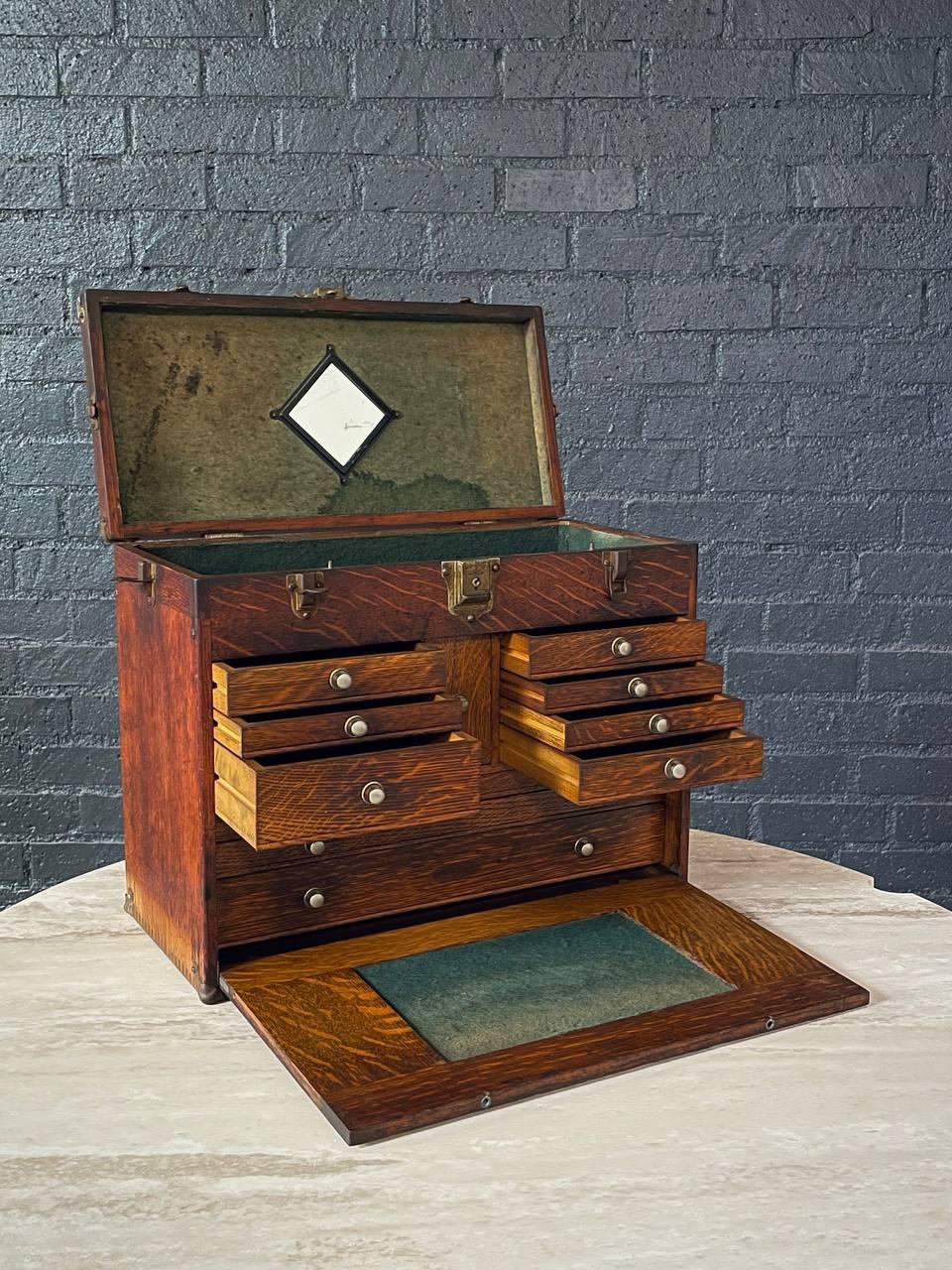 Mid-20th Century Early 20th Century American Oak Machinist’s Tool Box by H. Gerstner & Sons For Sale