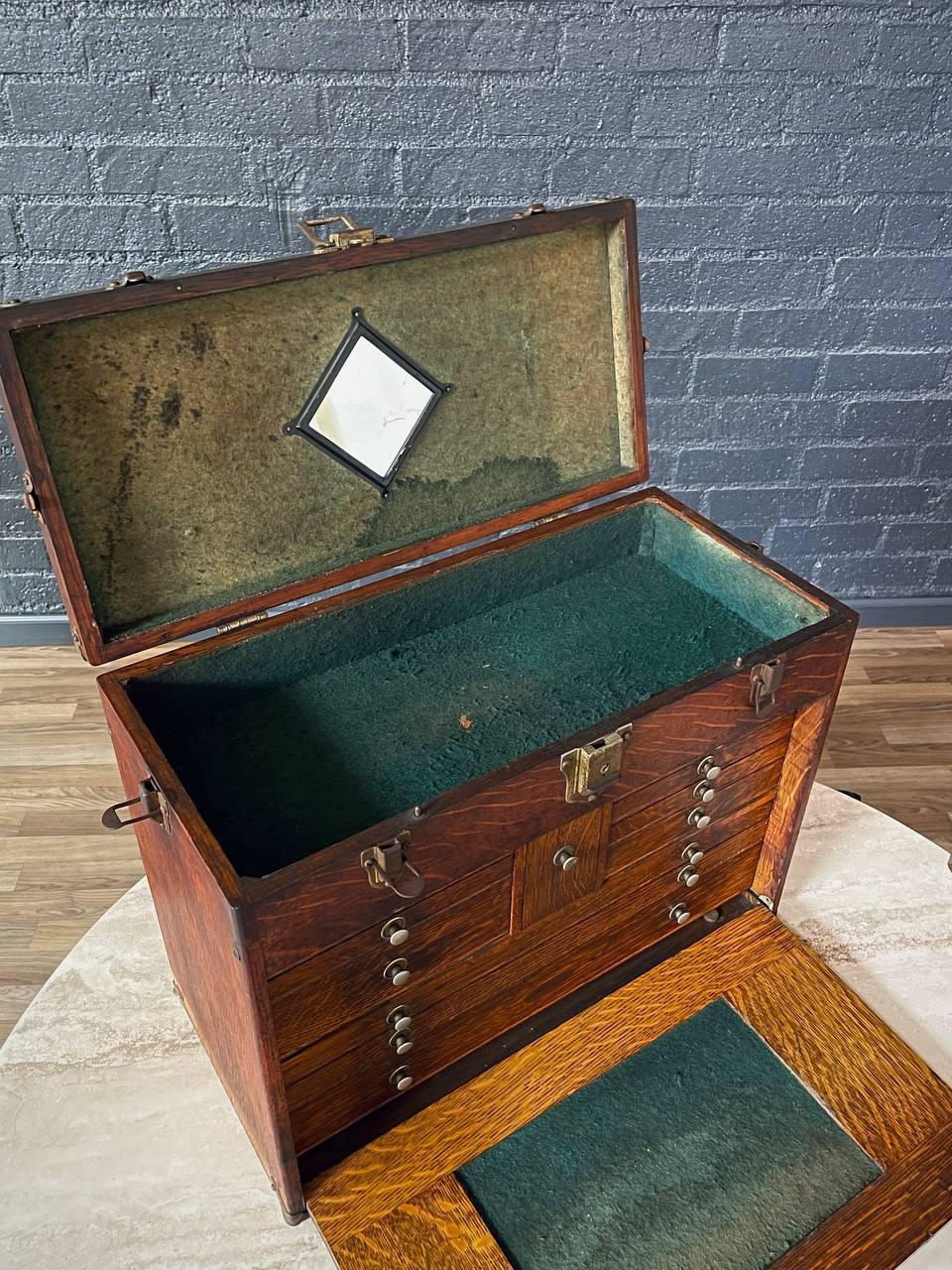 Early 20th Century American Oak Machinist’s Tool Box by H. Gerstner & Sons For Sale 1
