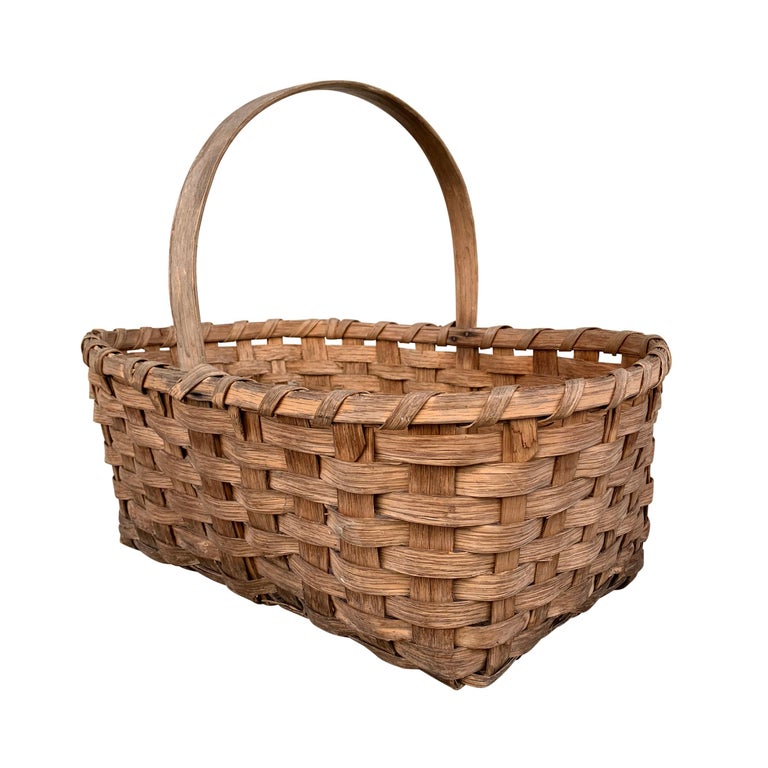 Early 20th Century American Oak Splint Gathering Basket at 1stDibs ...