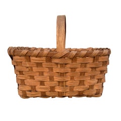Early 20th Century American Oak Splint Gathering Basket