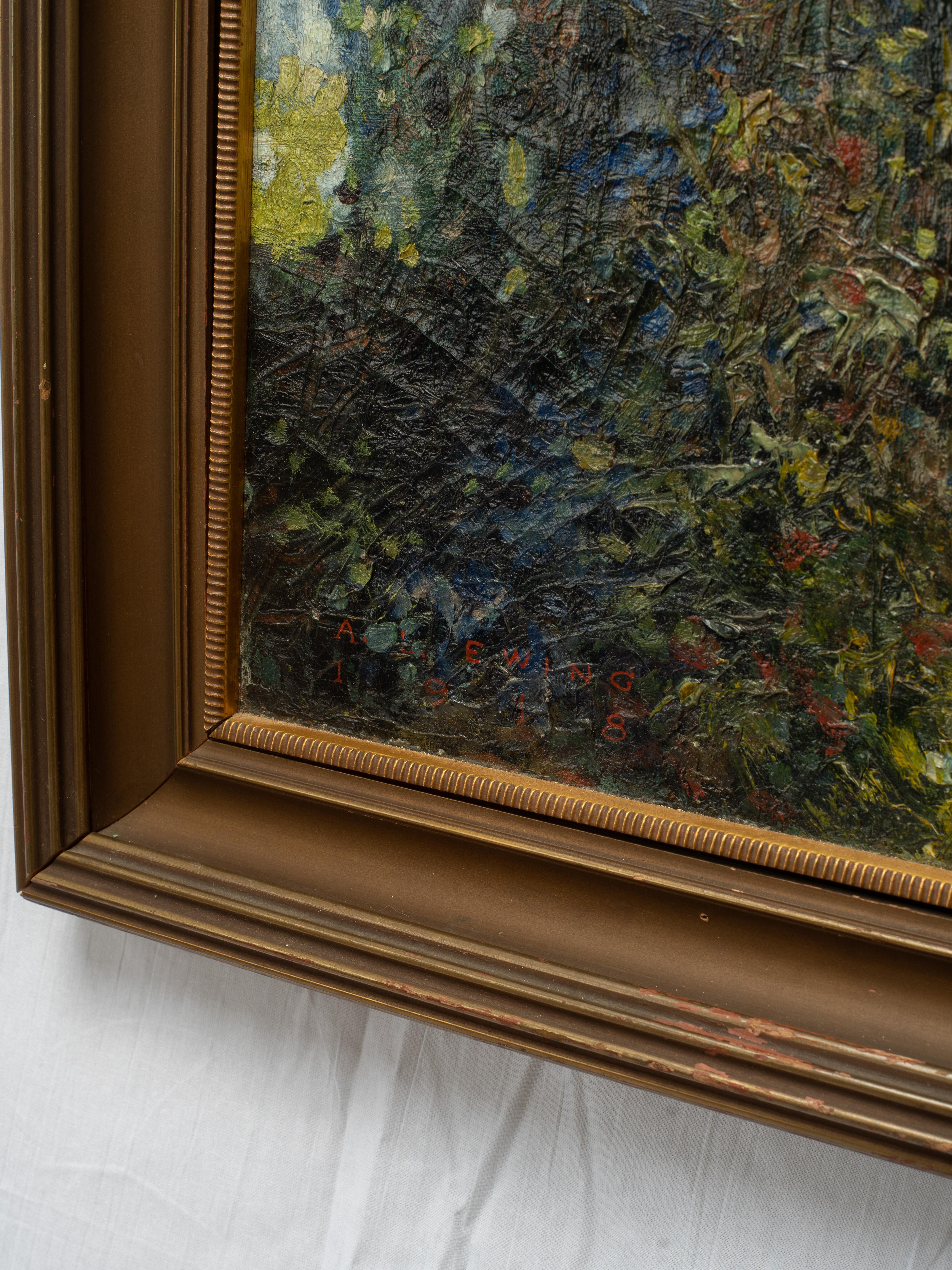 Américain Early 20th Century American Oil Painting of River Landscape by Athol Ewing en vente