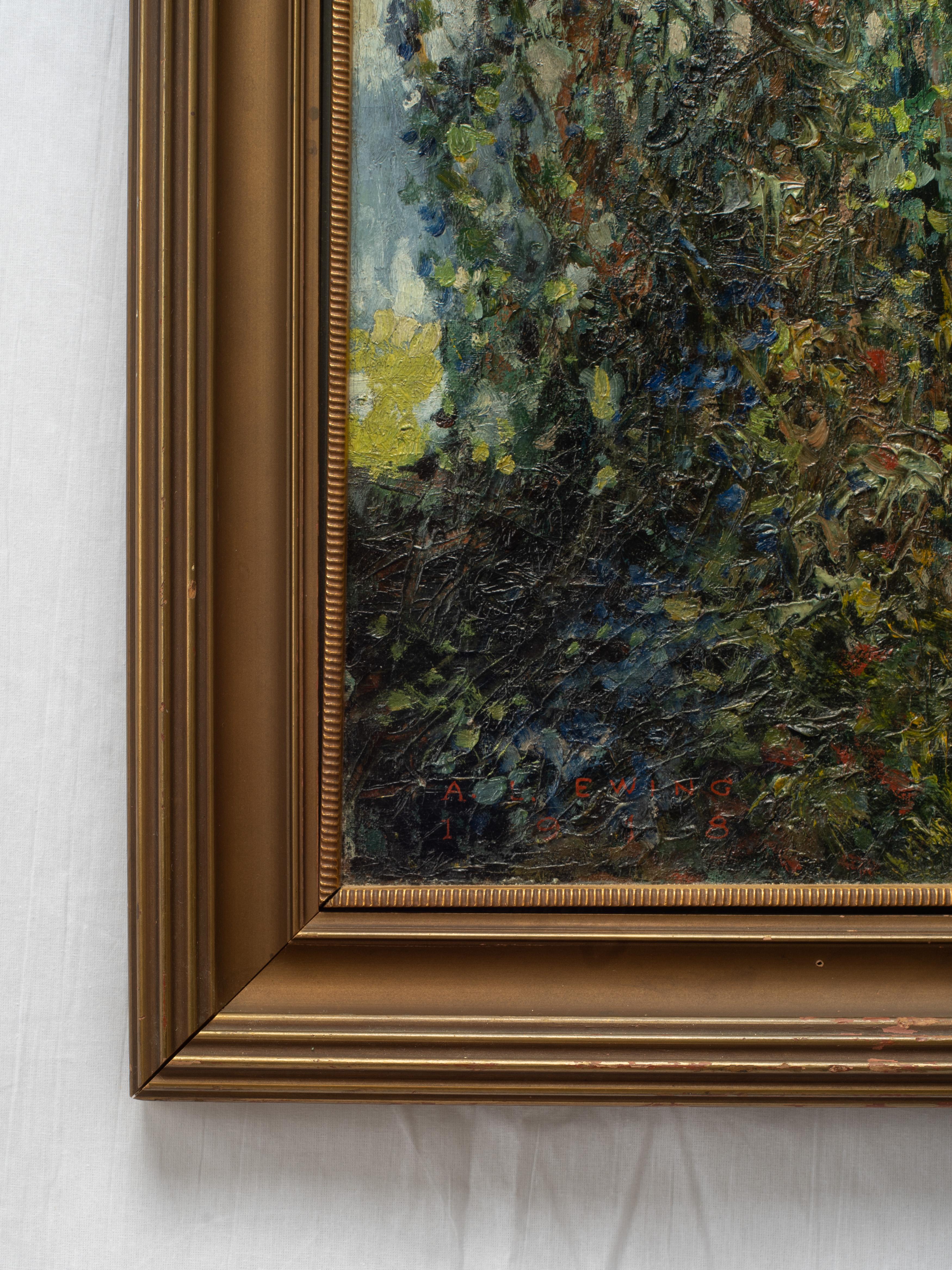 Peint à la main Early 20th Century American Oil Painting of River Landscape by Athol Ewing en vente