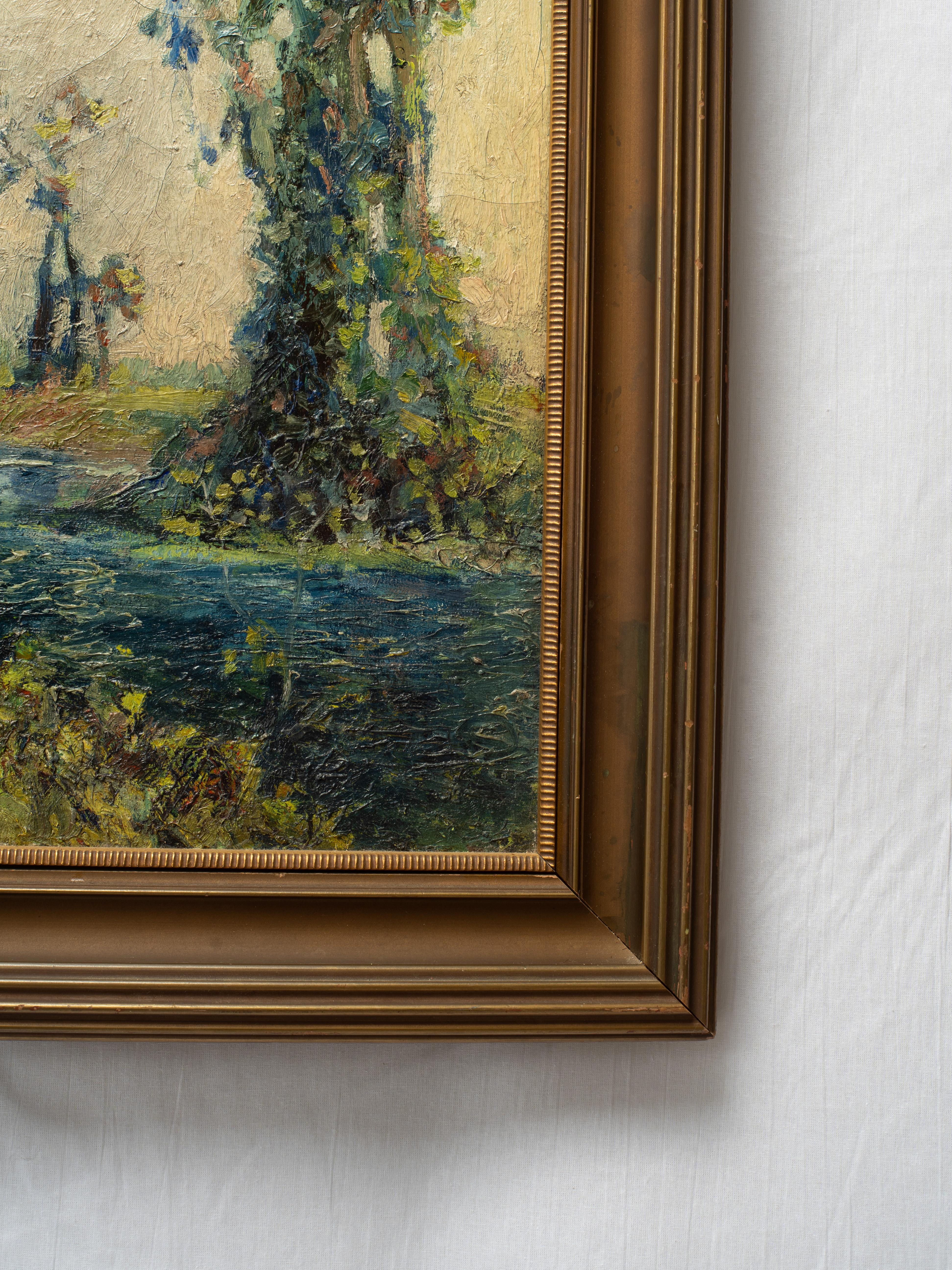 Early 20th Century American Oil Painting of River Landscape by Athol Ewing Bon état - En vente à Fort Collins, CO