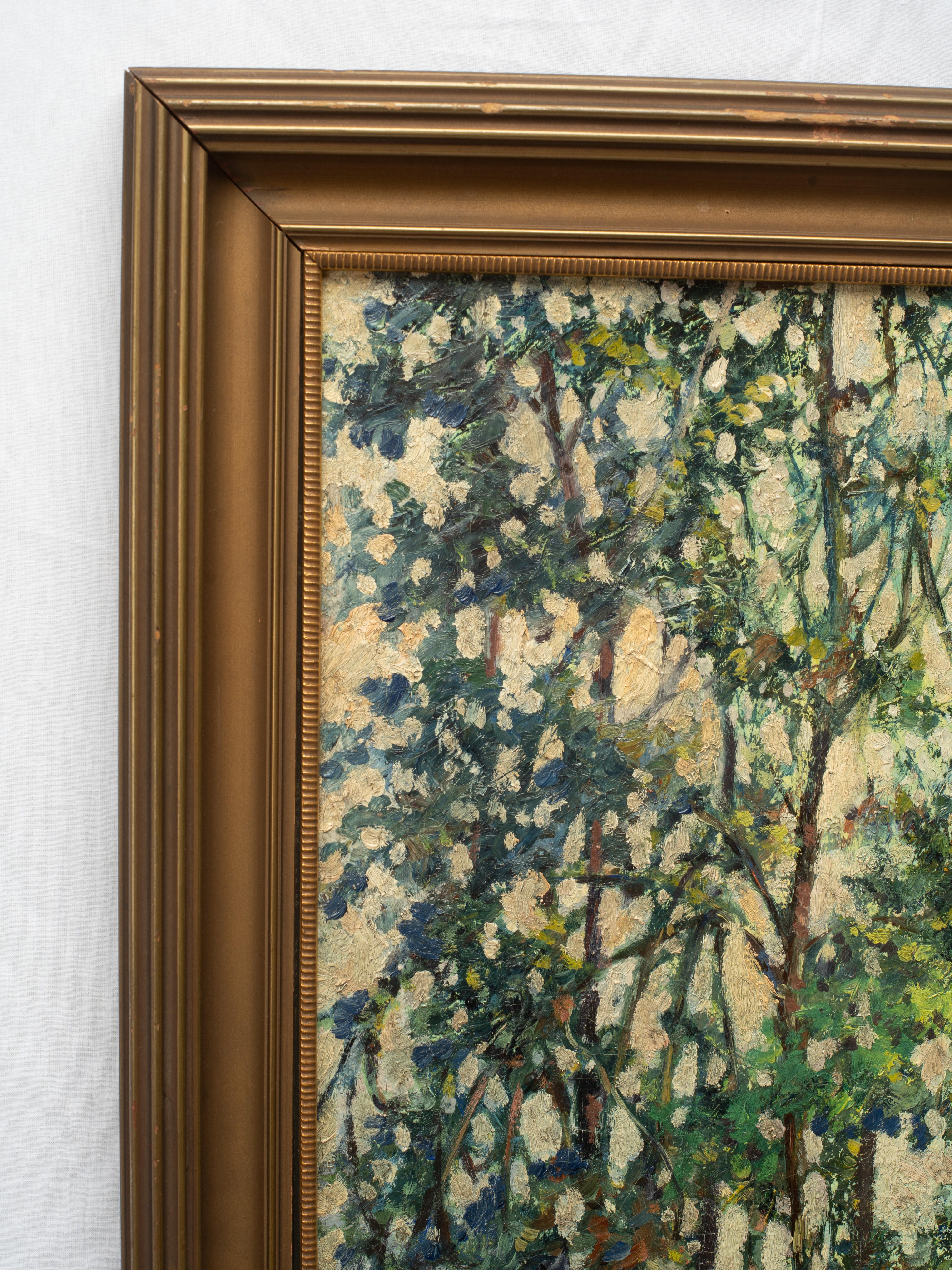 Peinture Early 20th Century American Oil Painting of River Landscape by Athol Ewing en vente