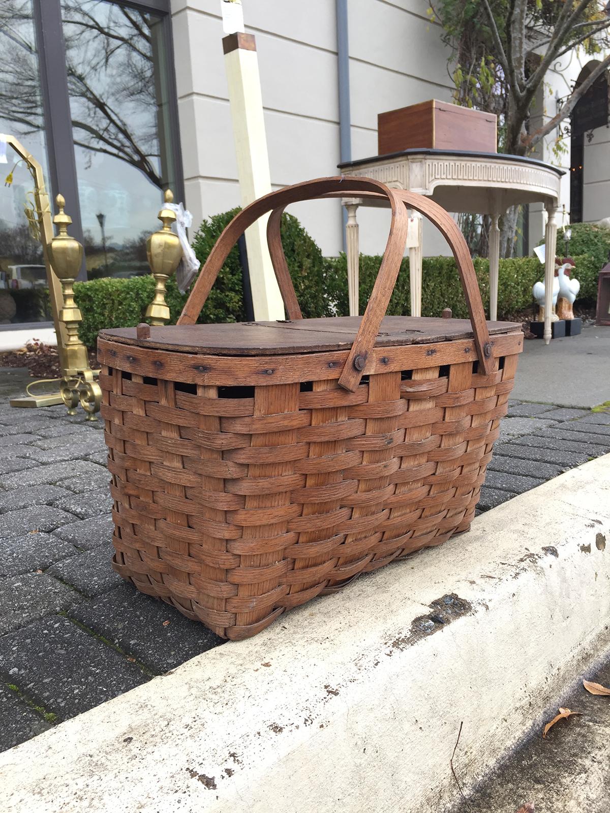 Woven Early 20th Century American Picnic Basket