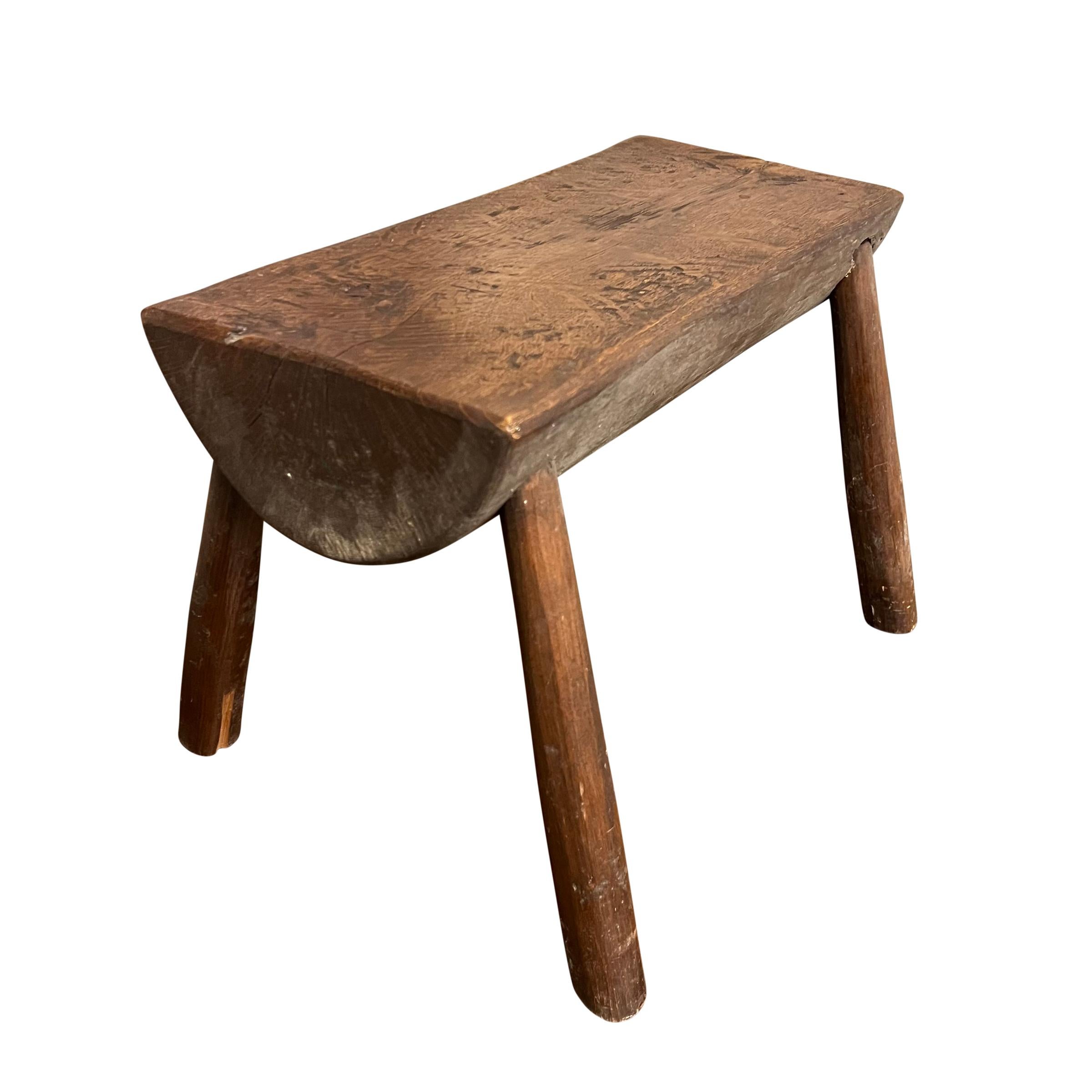Wood Early 20th Century American Primitive Milking Stool For Sale