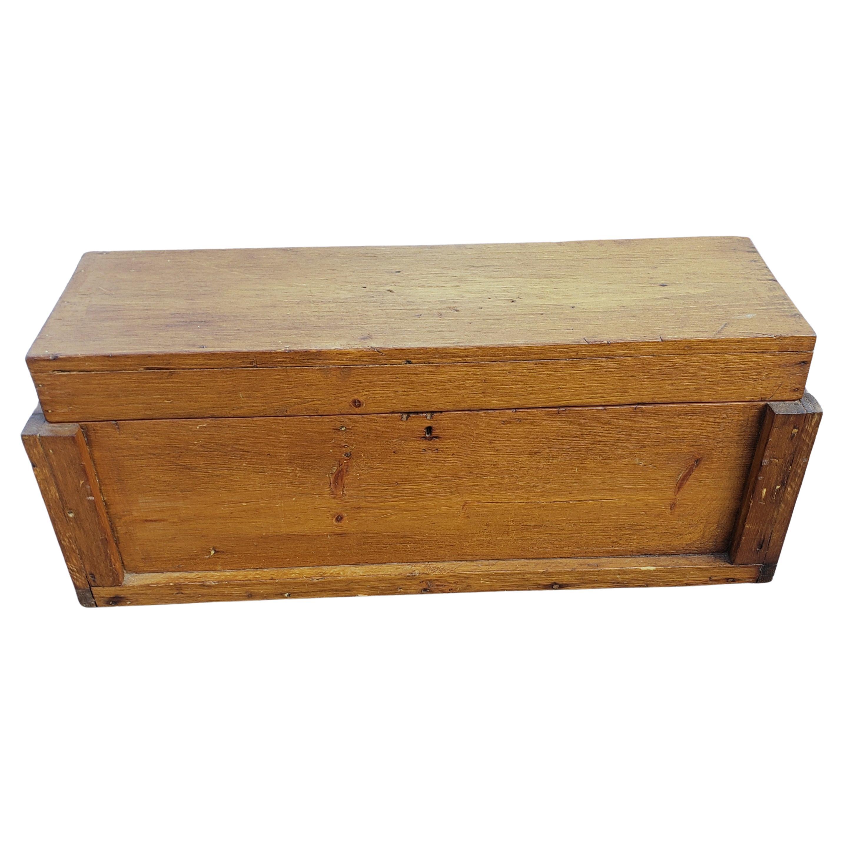 Hand-Crafted Early 20th Century American Primitive Wooden Tool Box For Sale