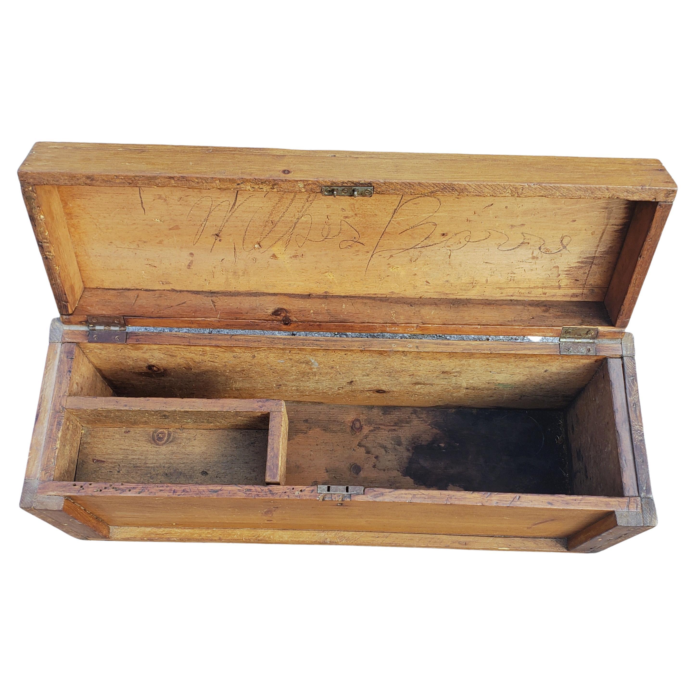 Early 20th Century American Primitive Wooden Tool Box For Sale 1