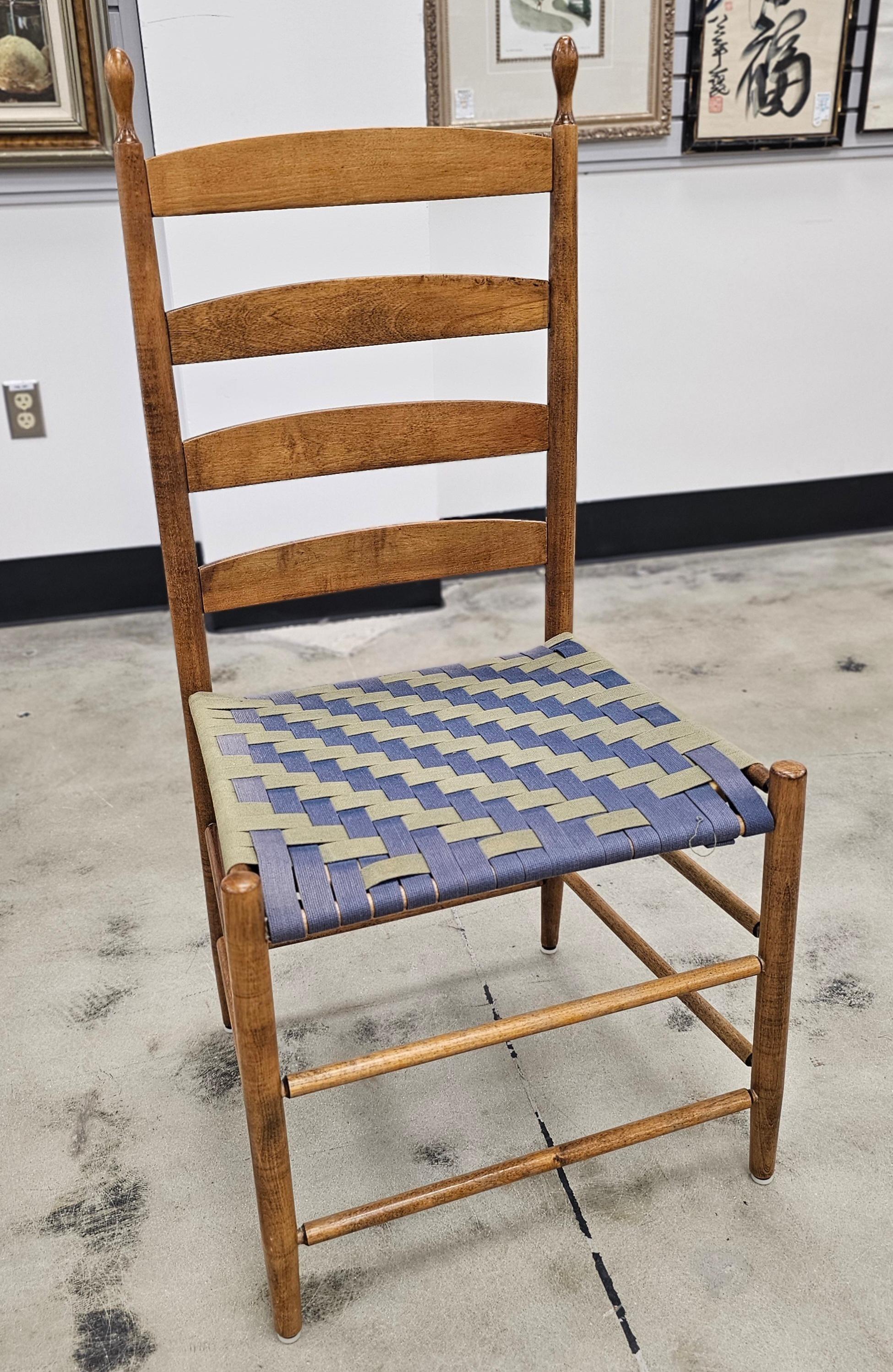 Early 20th Century American Shaker Webbed Seat and Ladder Back Side Chair For Sale 2