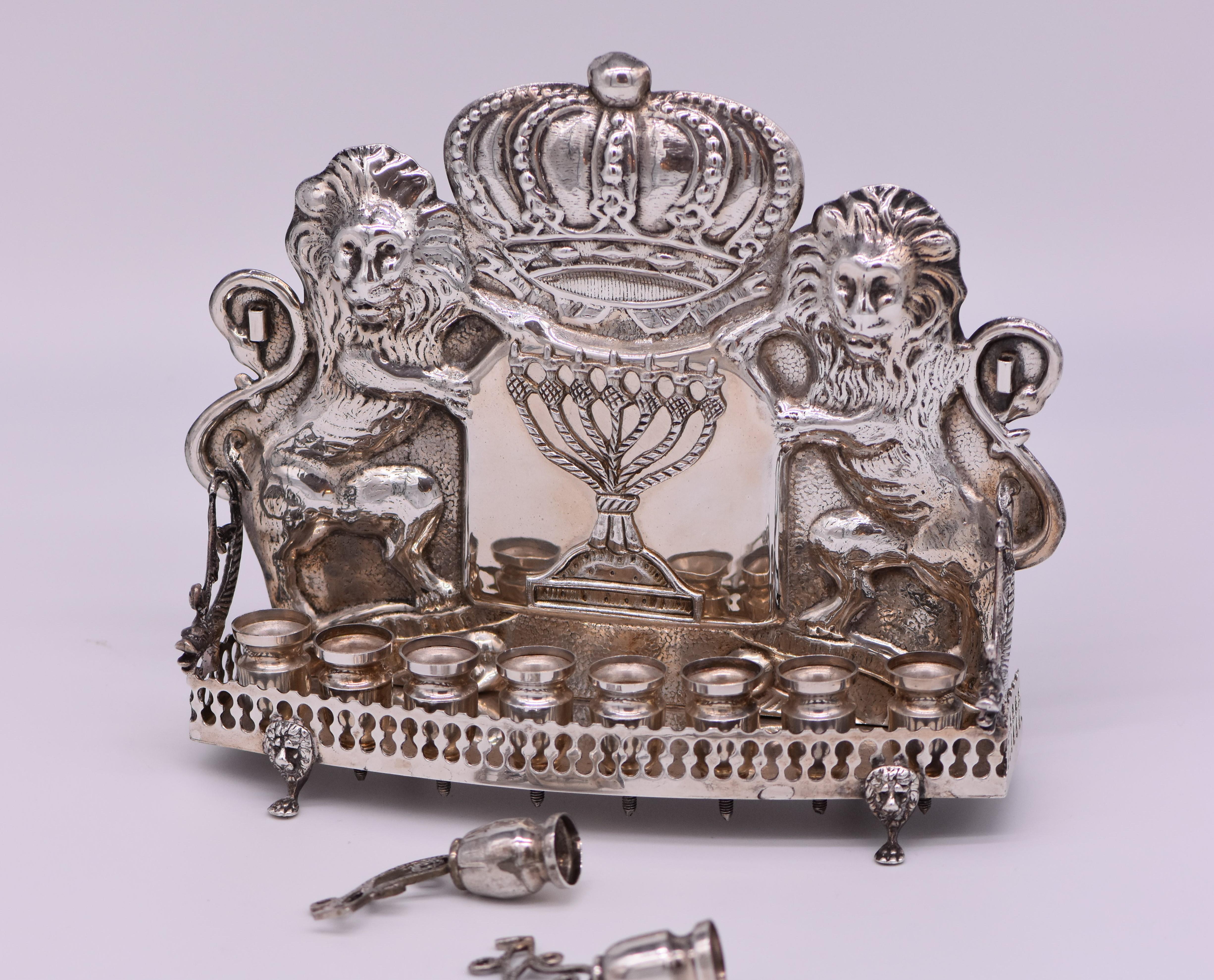 Early 20th Century American Silver Hanukkah Lamp Menorah 1